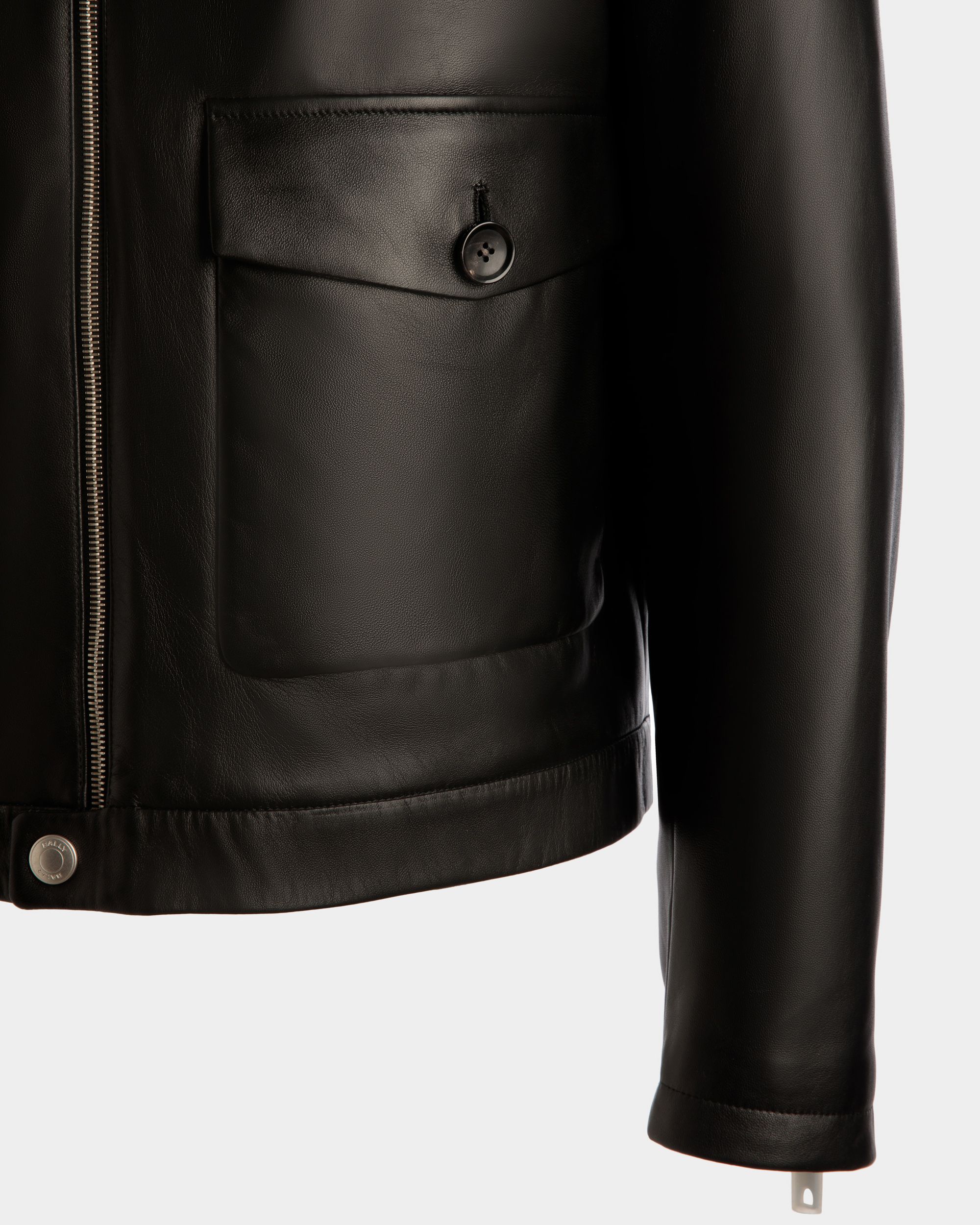 Bomber Jacket | Men's Bomber | Black Leather | Bally | On Model Detail