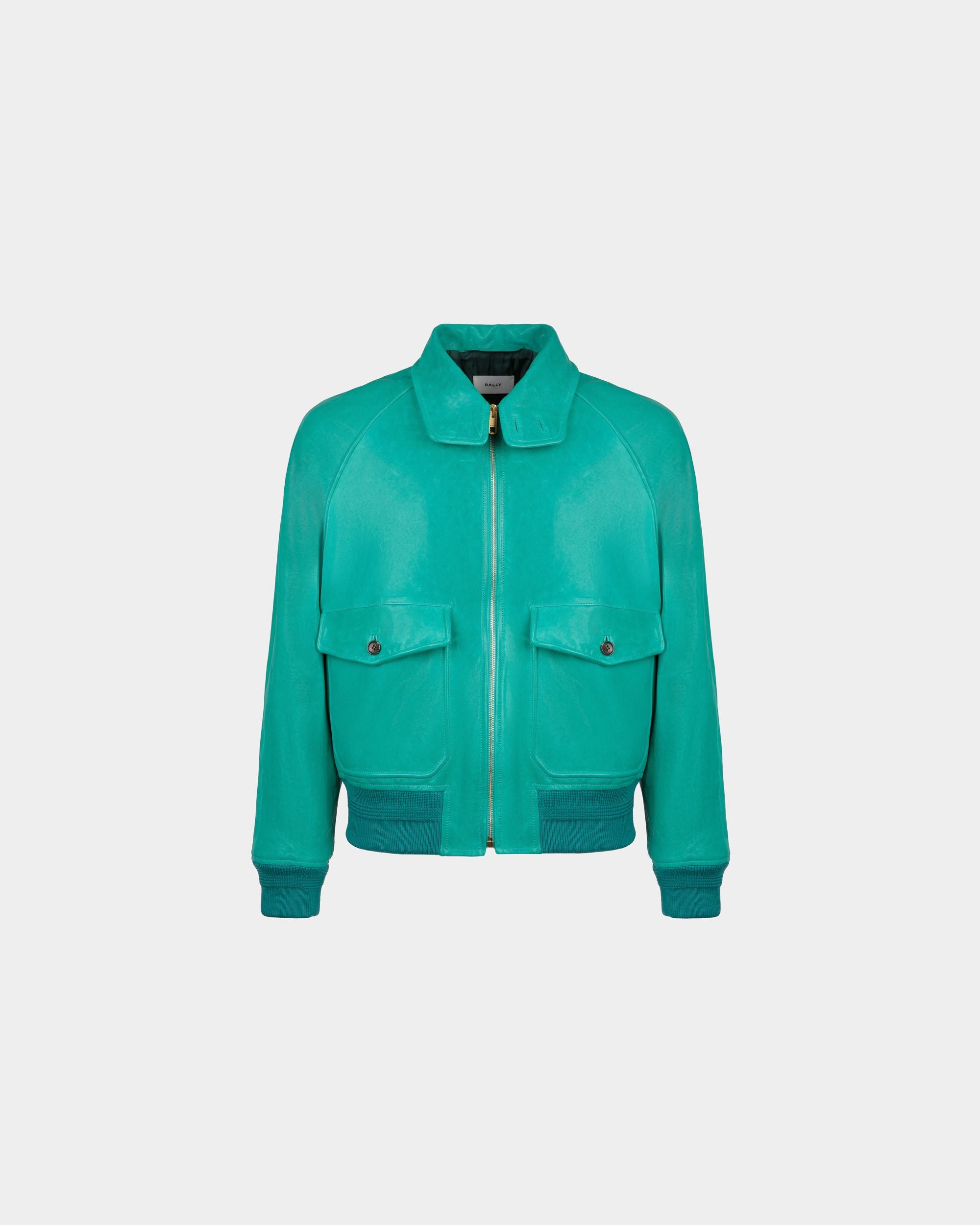 Men's Bomber in Green Leather | Bally | Still Life Front