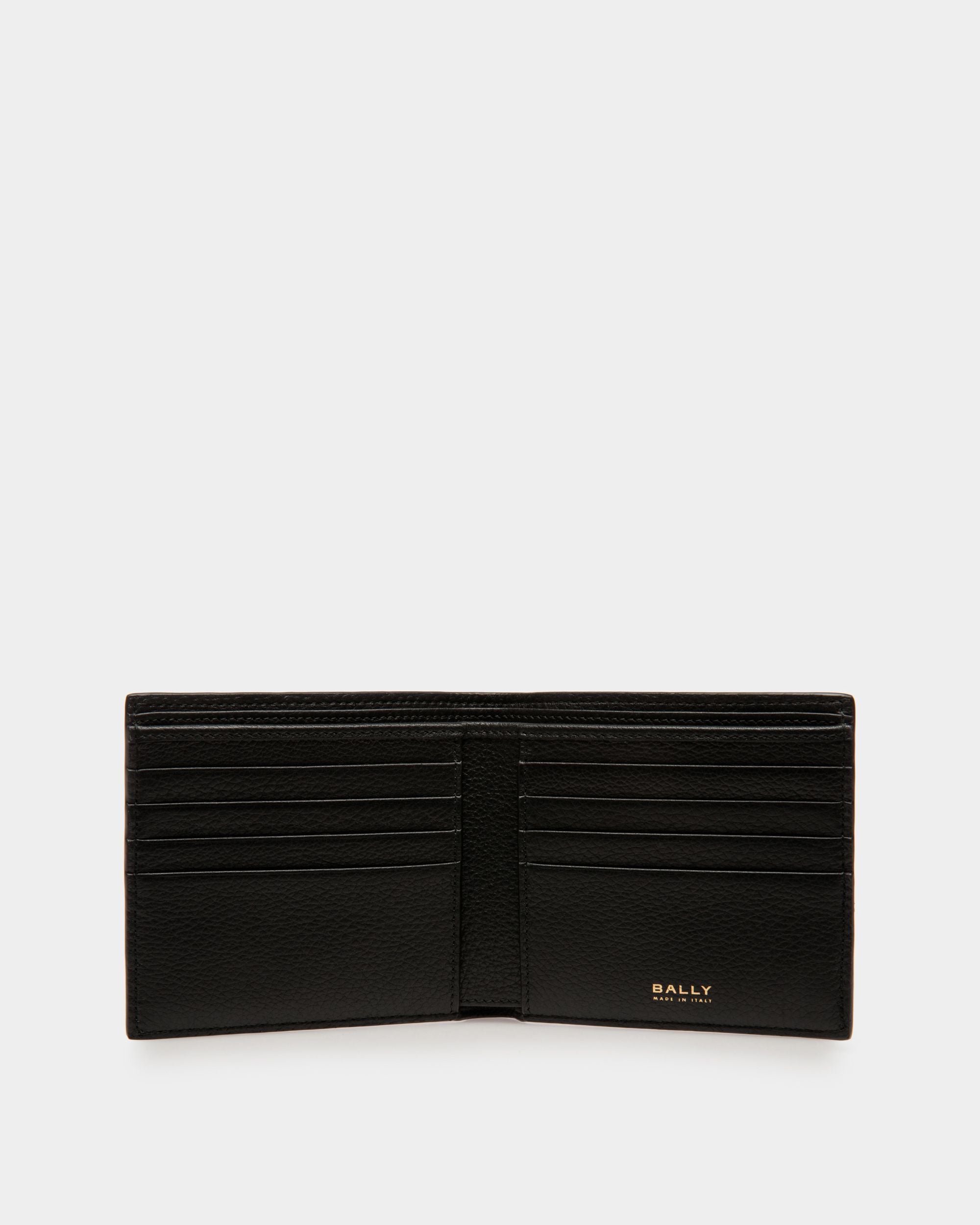 Bifold 8 CC Wallet | Men's Wallet | Black Leather | Bally | Still Life Open / Inside