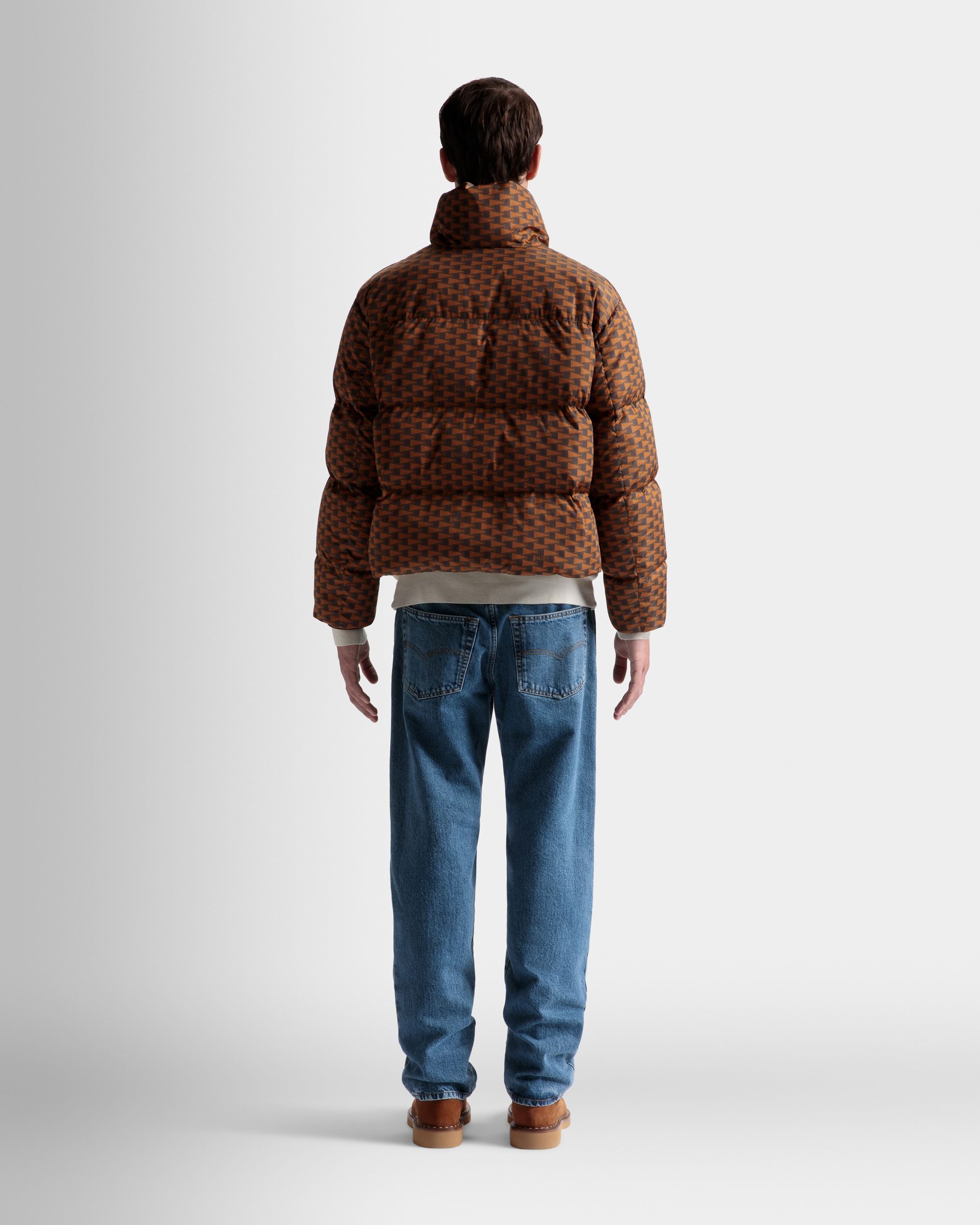 Puffer Jacket | Men's Outerwear | Brown Nylon | Bally | On Model Back