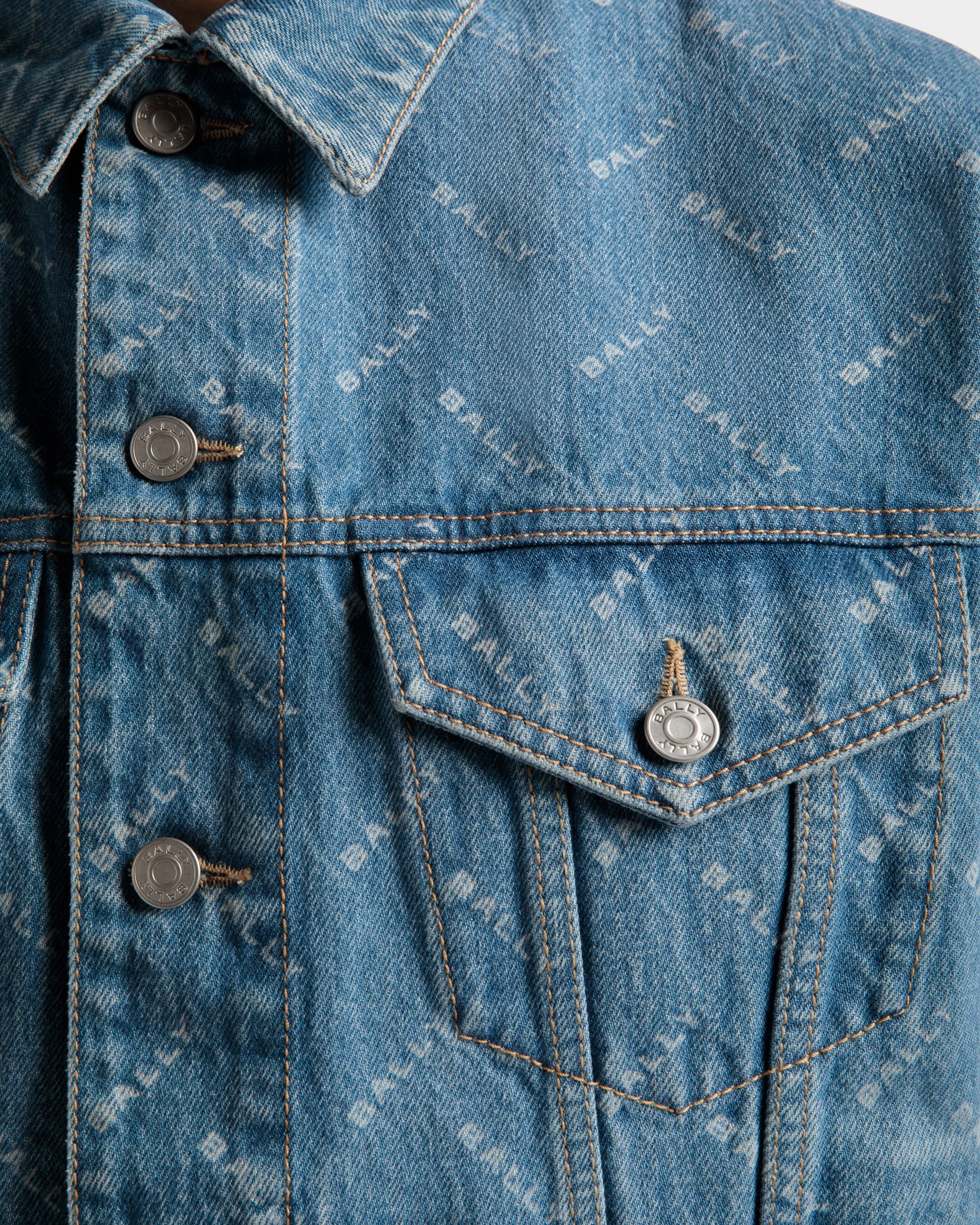Men's Denim Jacket in Light Blue Cotton | Bally | On Model Detail