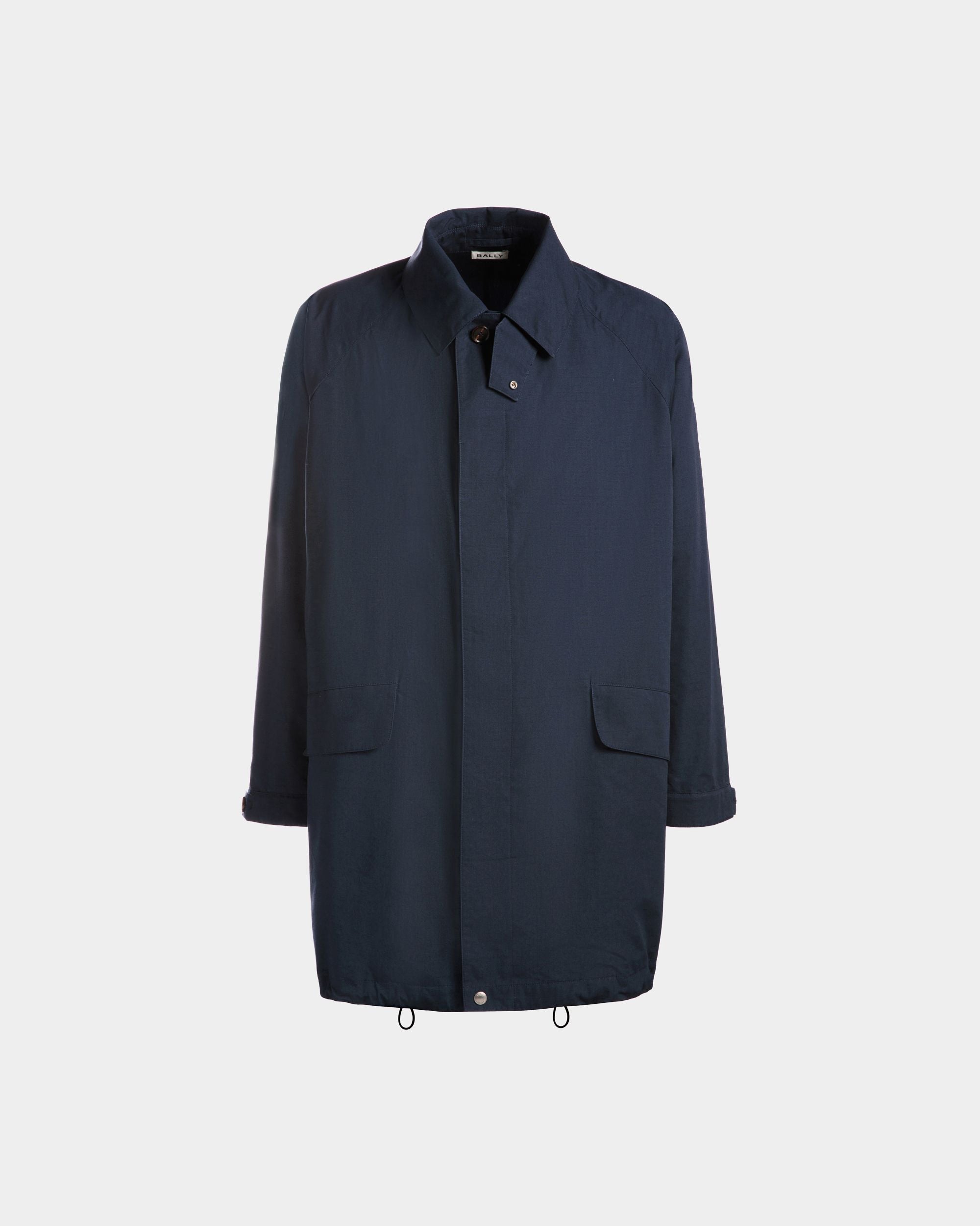 Men's Coat in Navy Blue Nylon | Bally | Still Life Front