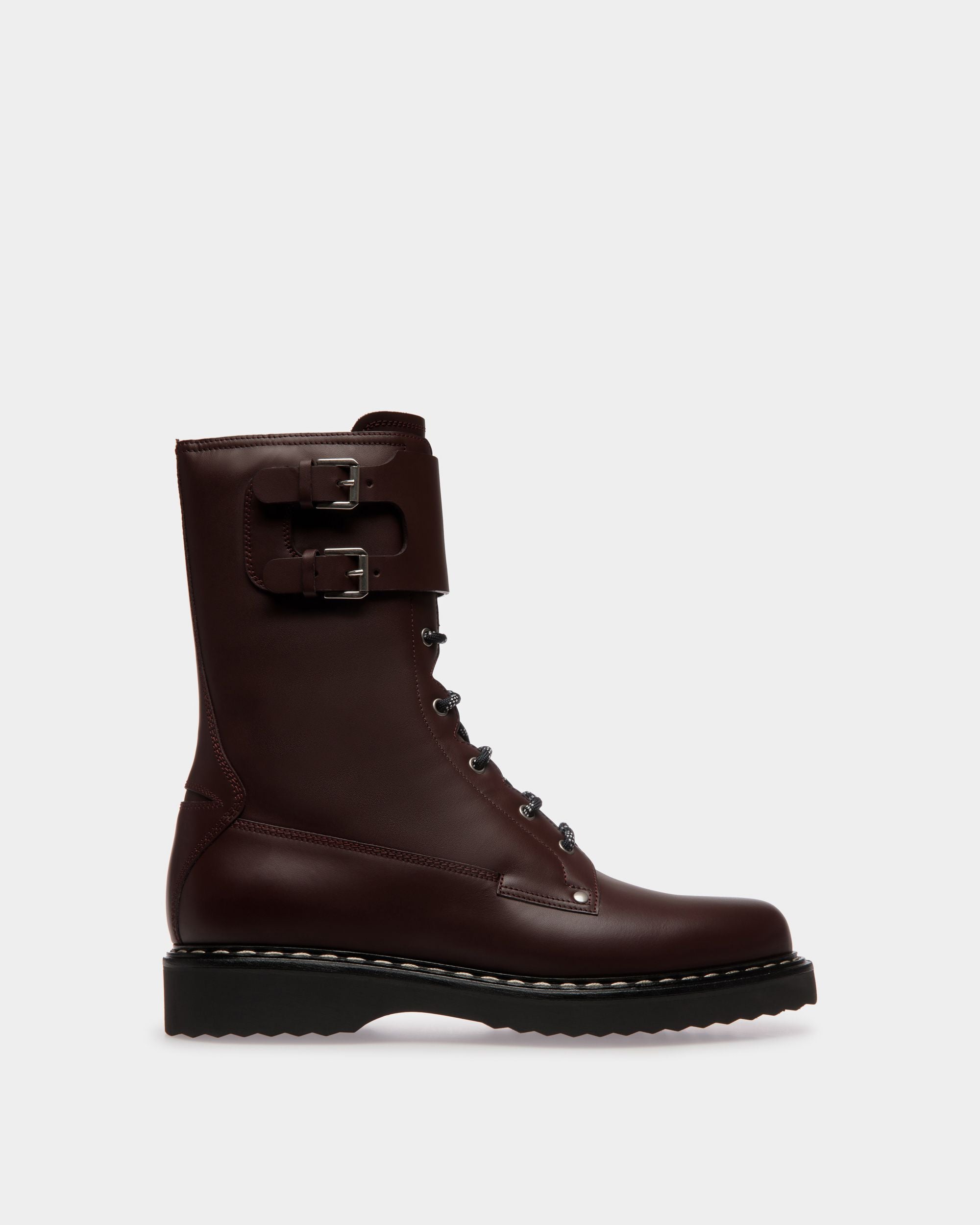 Neasden | Men's Lace-Up Boot in Burgundy Leather | Bally | Still Life Side