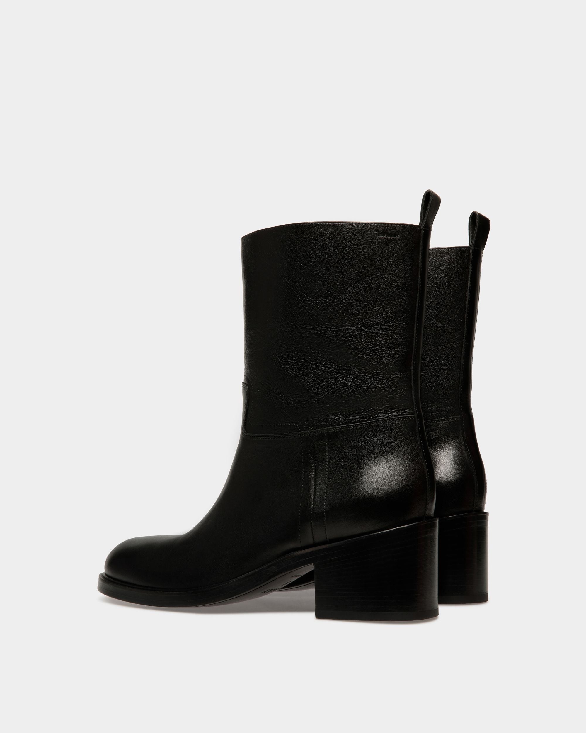 Peggy | Men's Boot in Black Leather | Bally | Still Life 3/4 Back