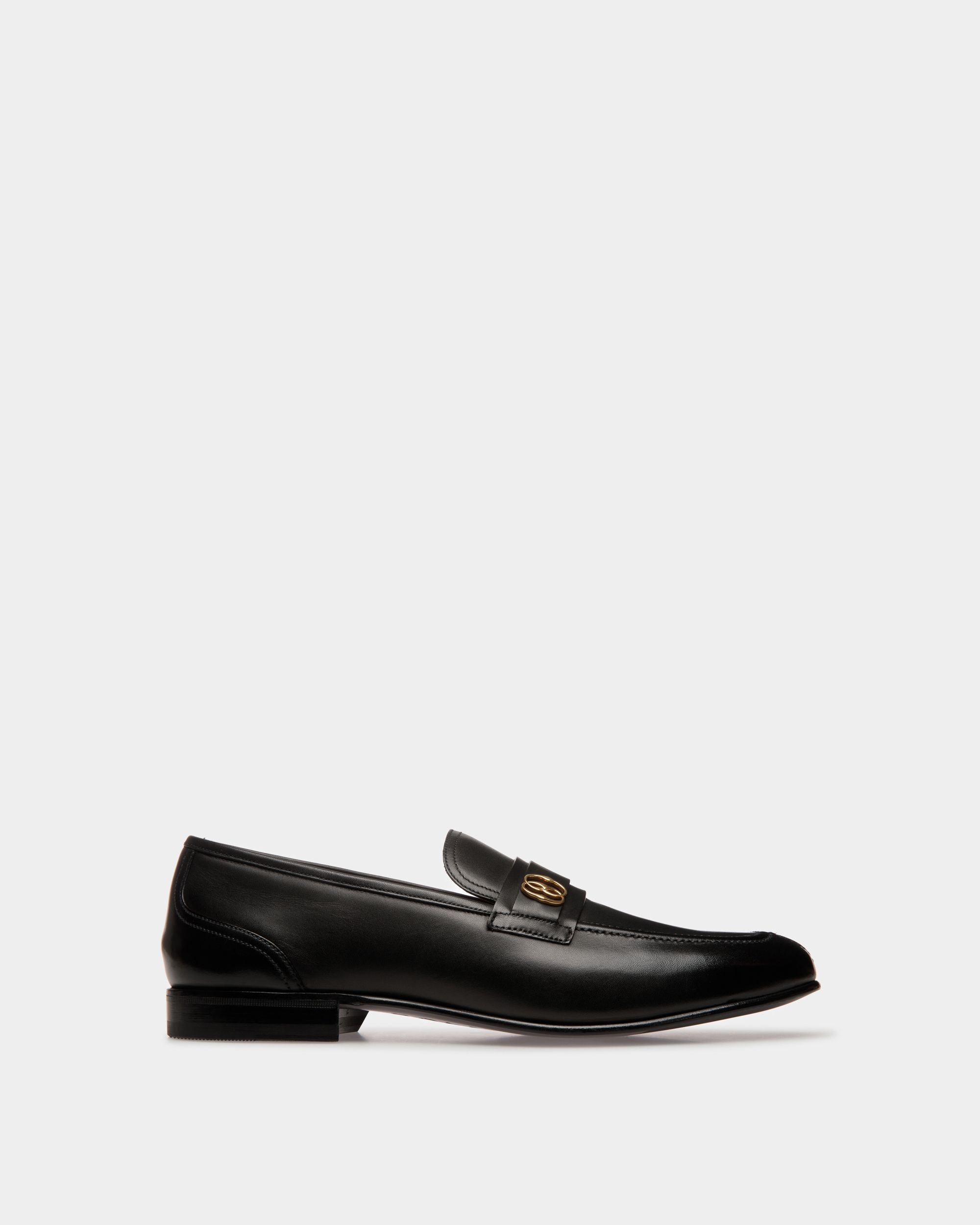 Men's Suisse Loafers In Black Leather | Bally | Still Life Side