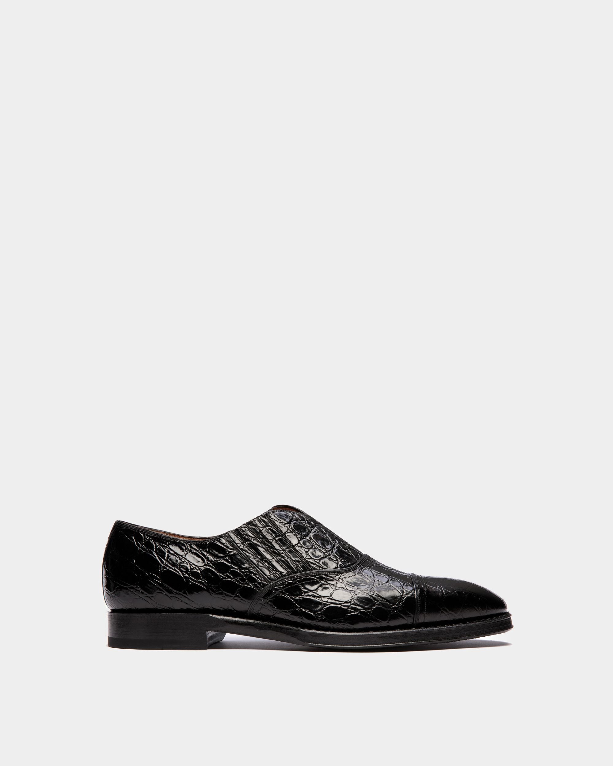 Scribe | Men's Loafer in Black Printed Leather | Bally | Still Life Side