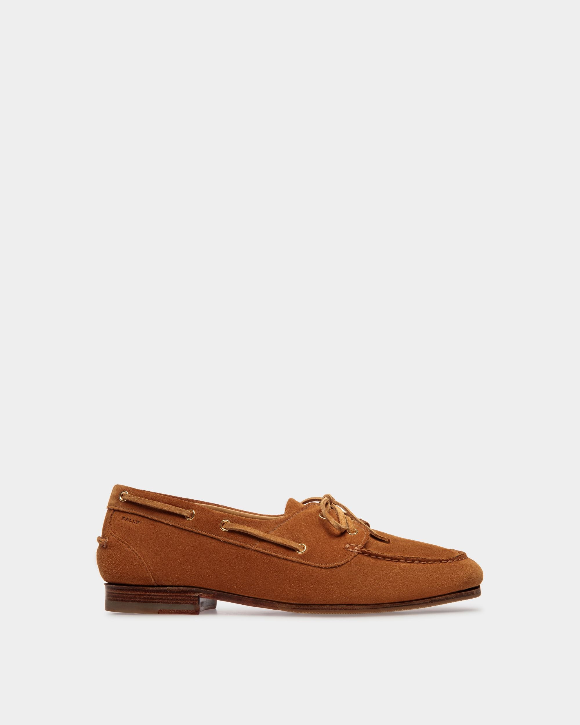 Plume | Men's Moccasin in Brown Suede| Bally | Still Life Side