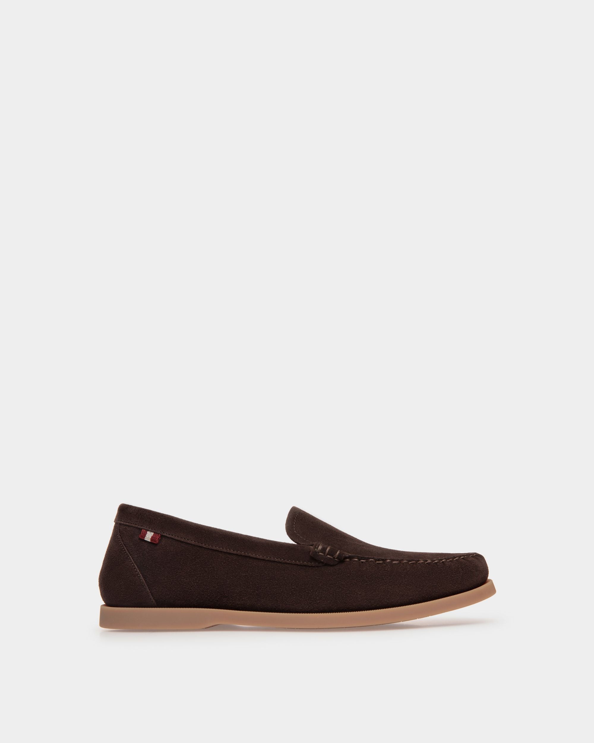 Nelson | Men's Loafer in Brown Suede | Bally | Still Life Side