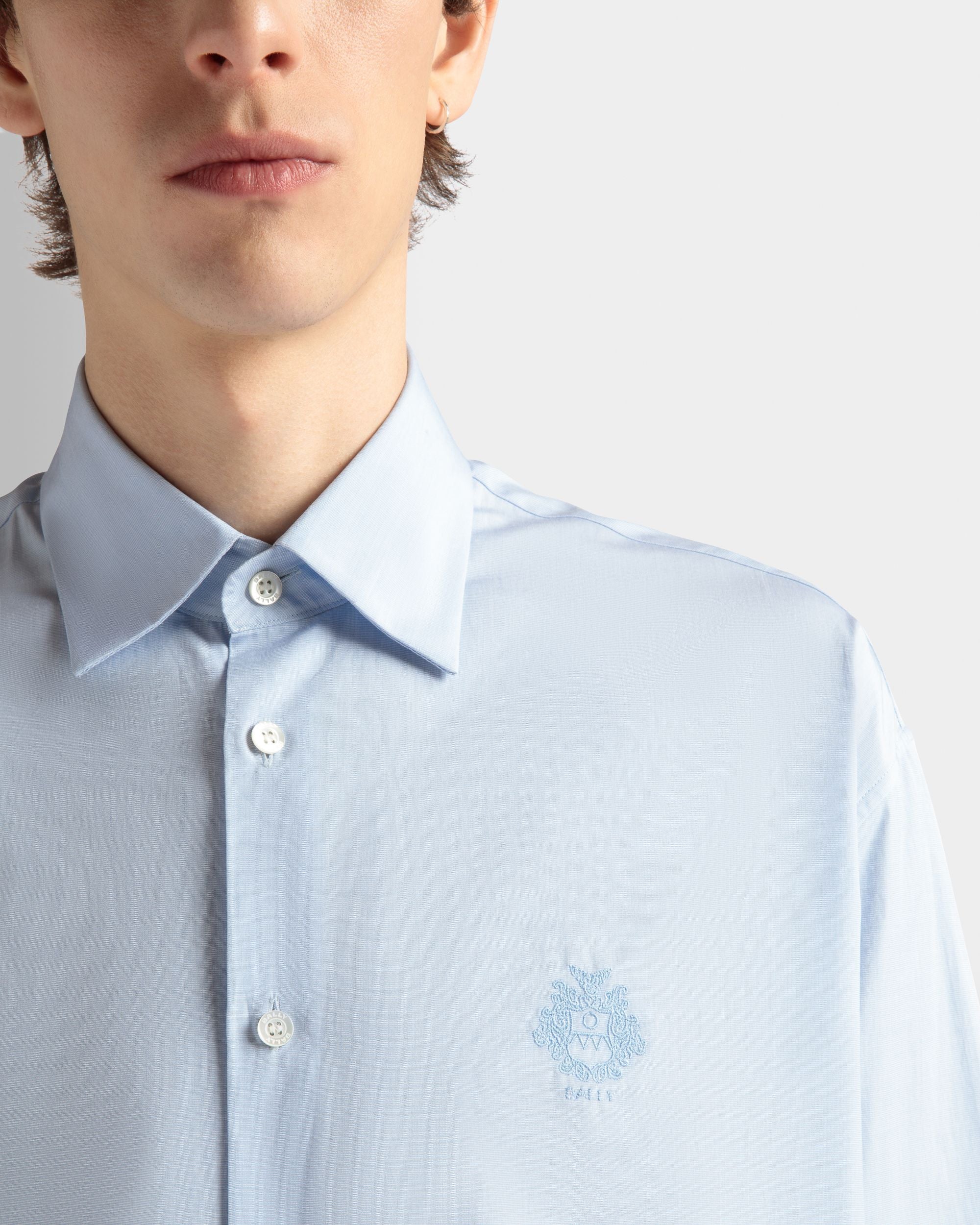 Men's Shirt in Light Blue Cotton | Bally | On Model Detail