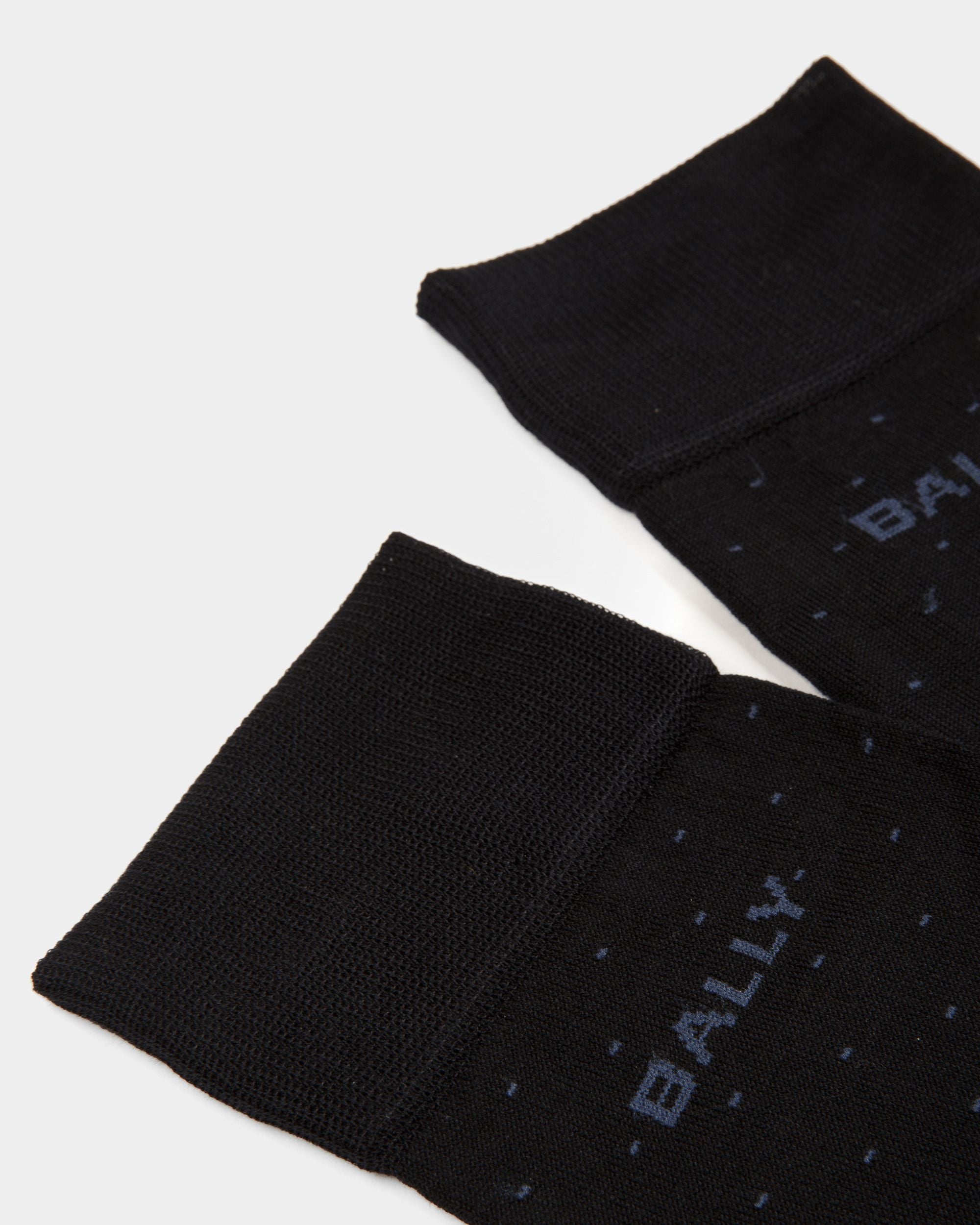 Ribbed Logo Socks | Men's Socks | Ink Cotton Mix | Bally | Still Life Detail