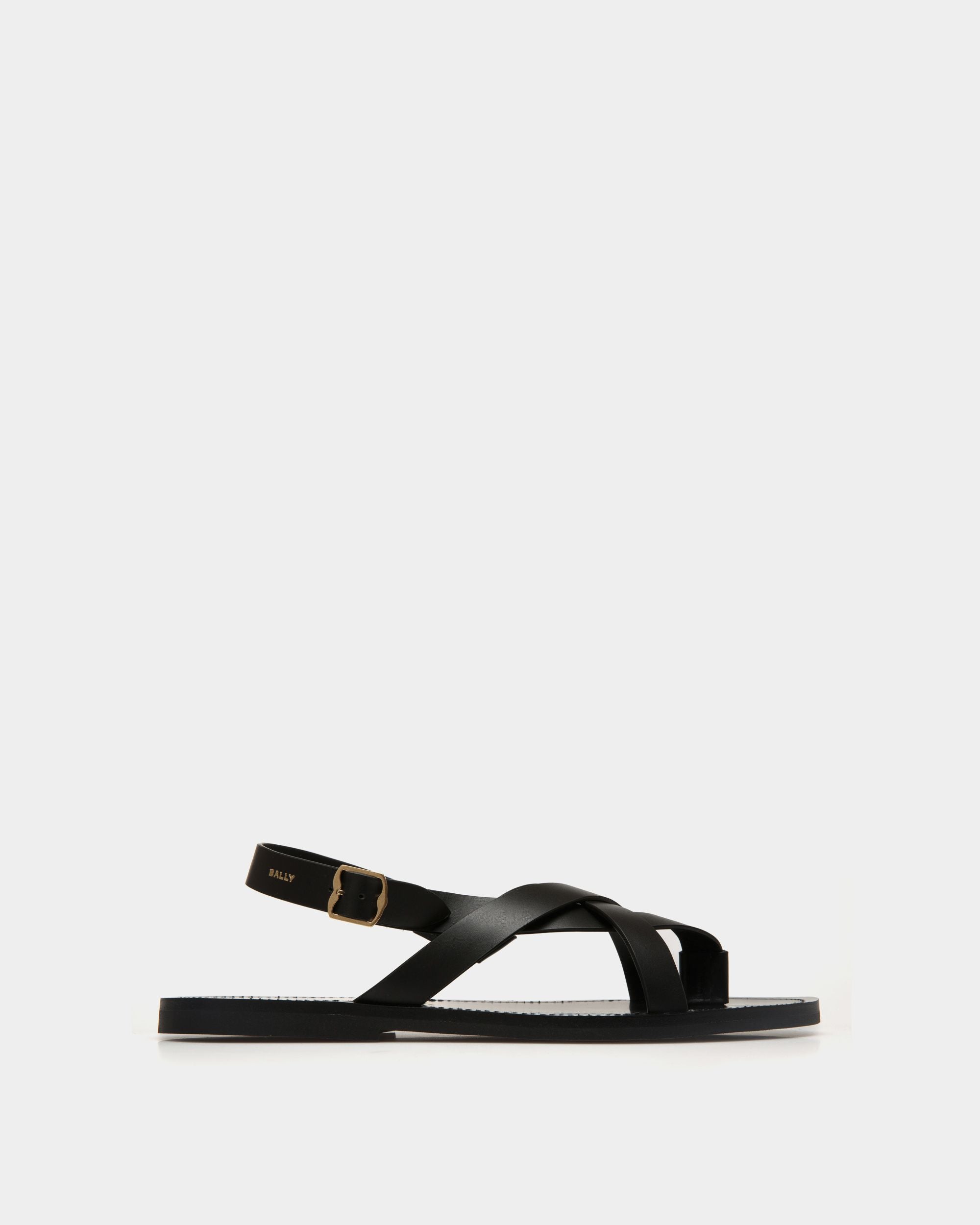 Chateau | Men's Sandal in Black Leather | Bally | Still Life Side