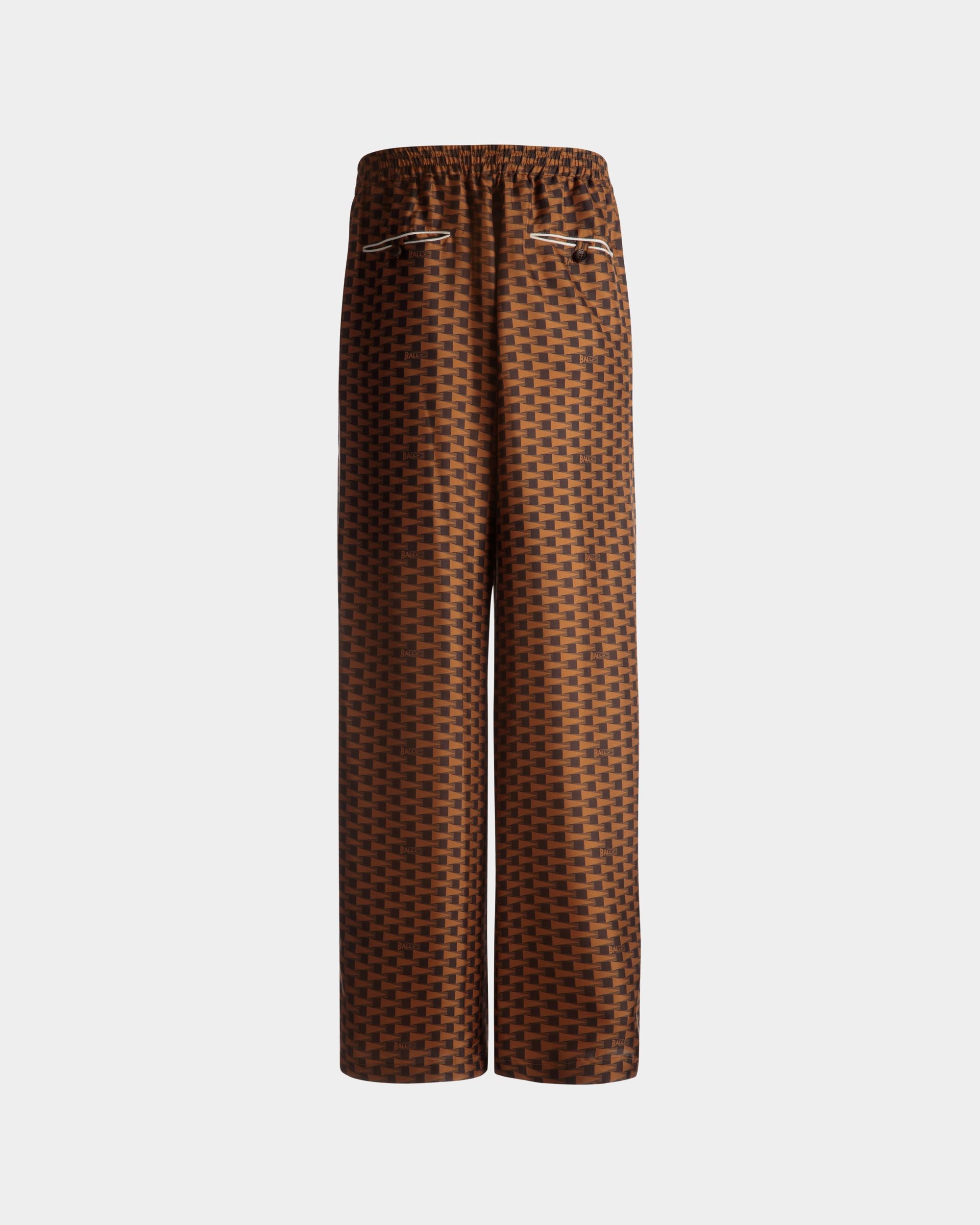 Pennant Print Pants | Men's Pants | Brown Silk | Bally | Still Life Back