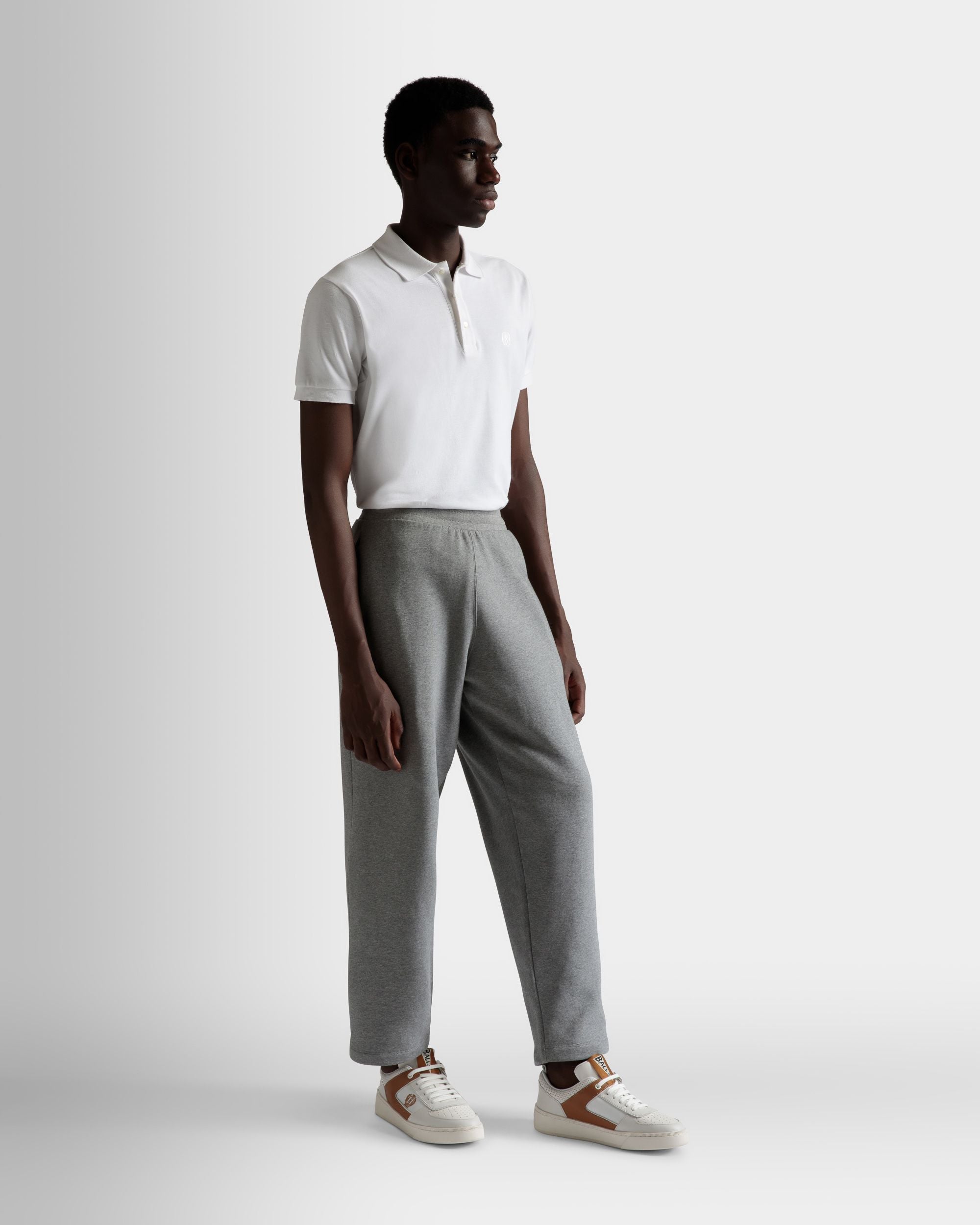 Drawstring Sweatpants | Men's Sweatpants | Gray Melange Cotton | Bally | On Model Front