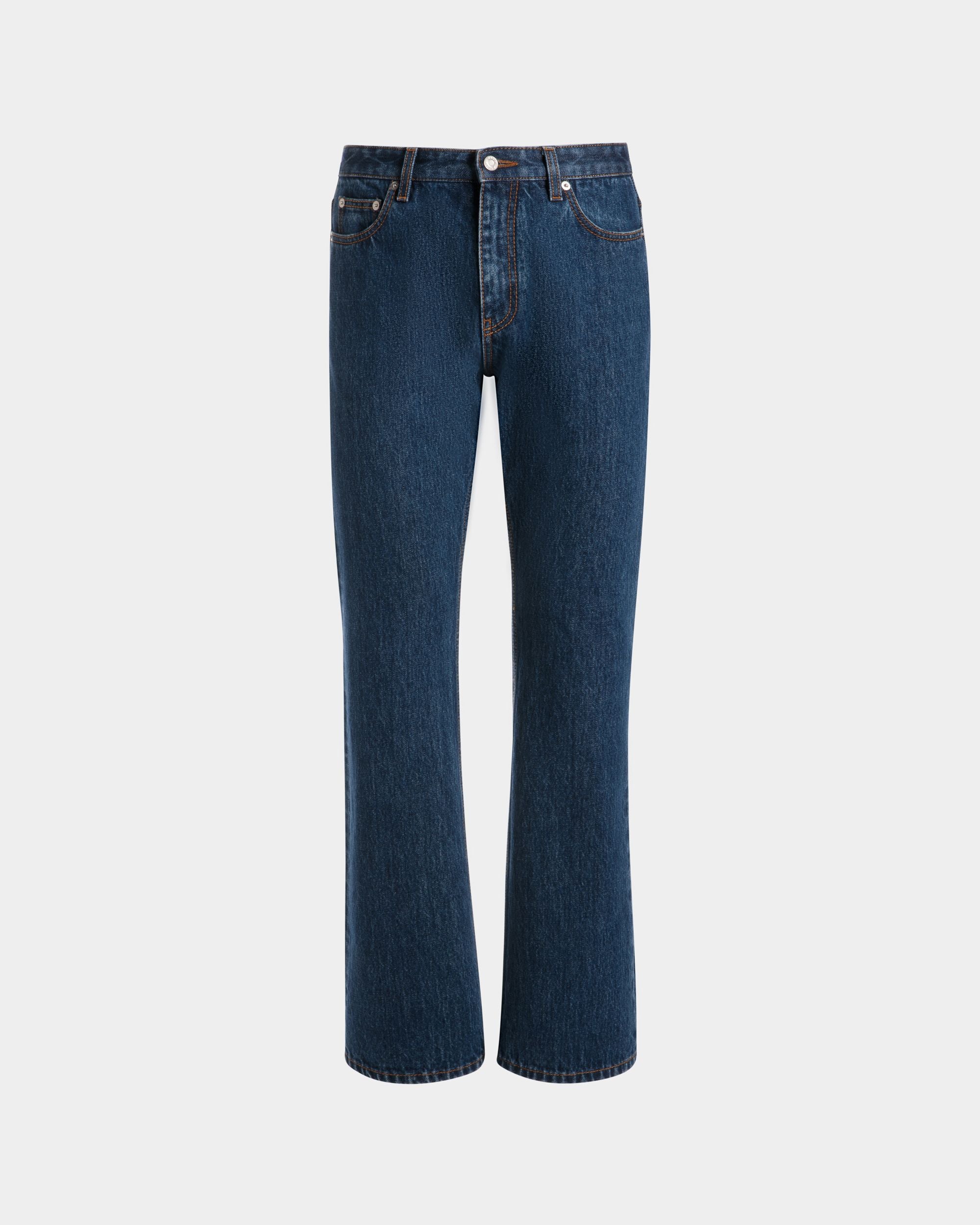 Men's Denim Pants in Medium Blue Cotton | Bally | Still Life Front