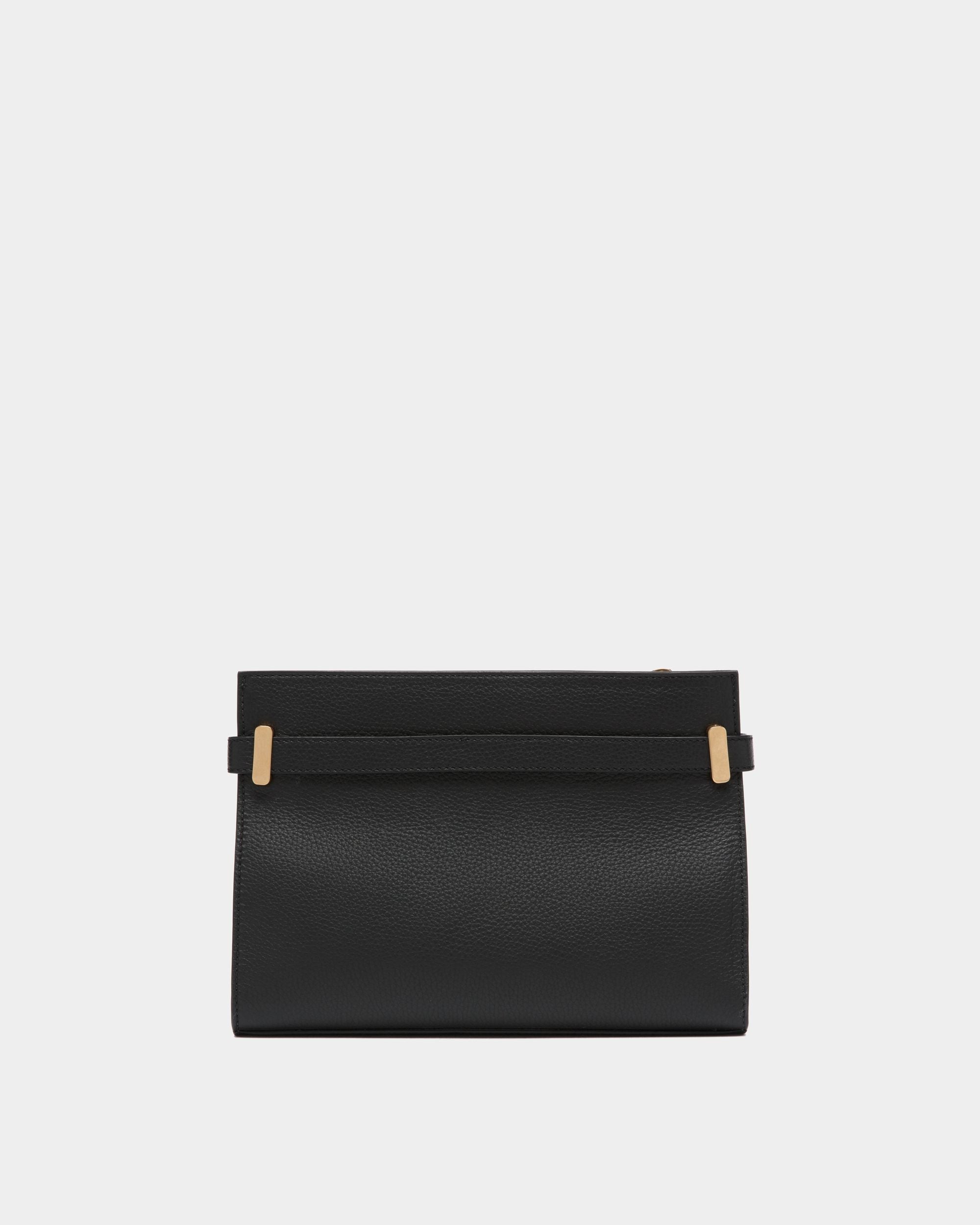 Carriage | Women's Shoulder Bag in Black Grained Leather | Bally | Still Life Back