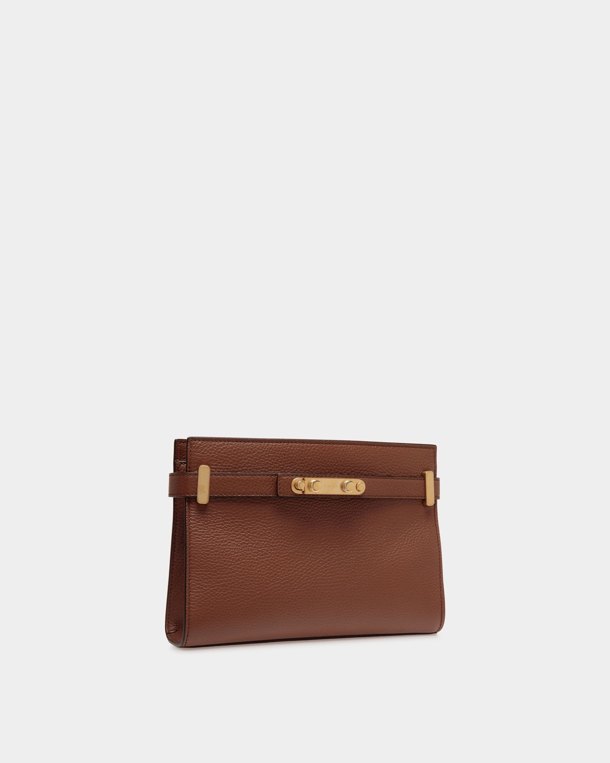 Carriage | Women's Crossbody Bag in Brown Grained Leather | Bally | Still Life 3/4 Front