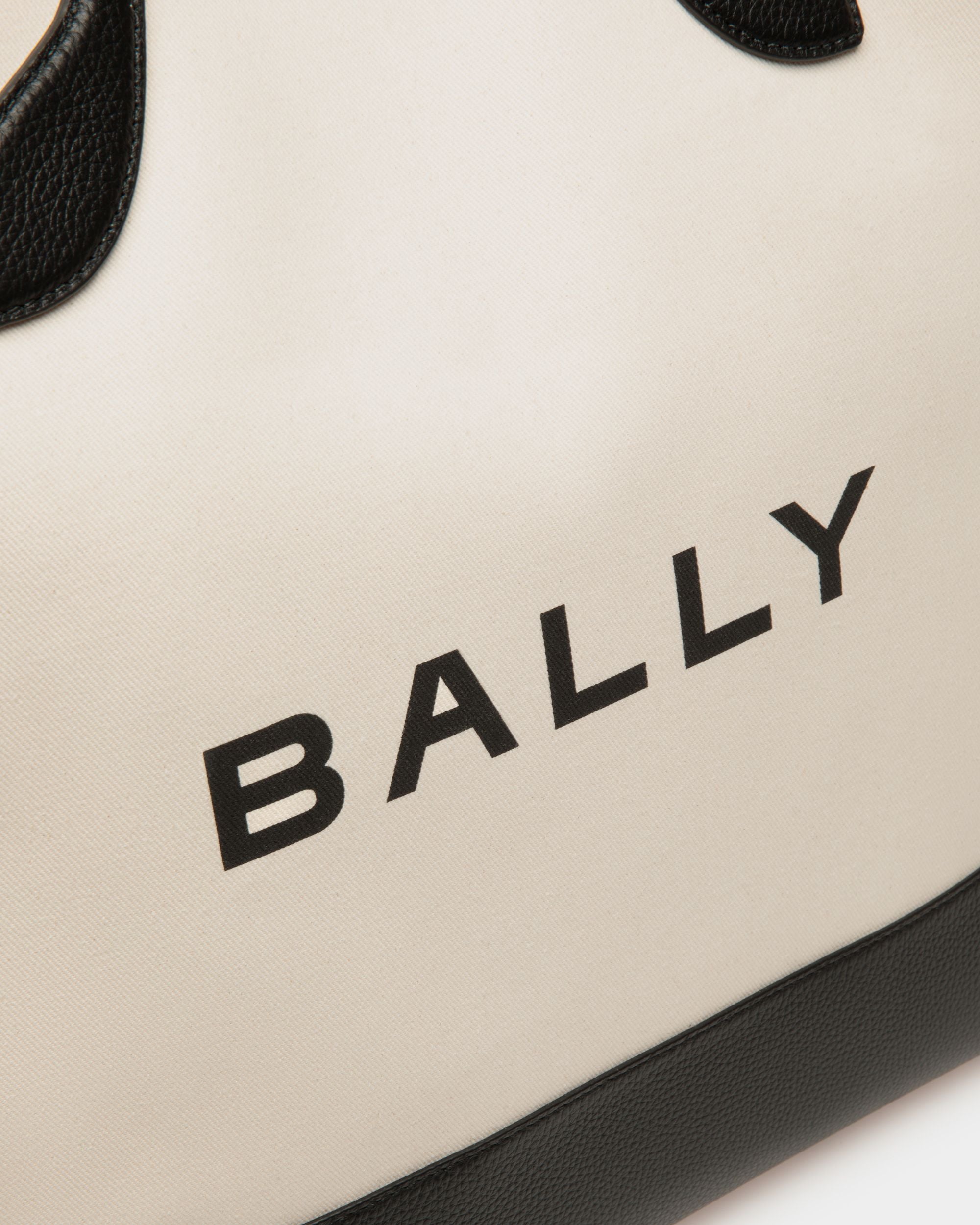 Keep On | Women's Tote Bag | Natural And Black Fabric | Bally | Still Life Detail