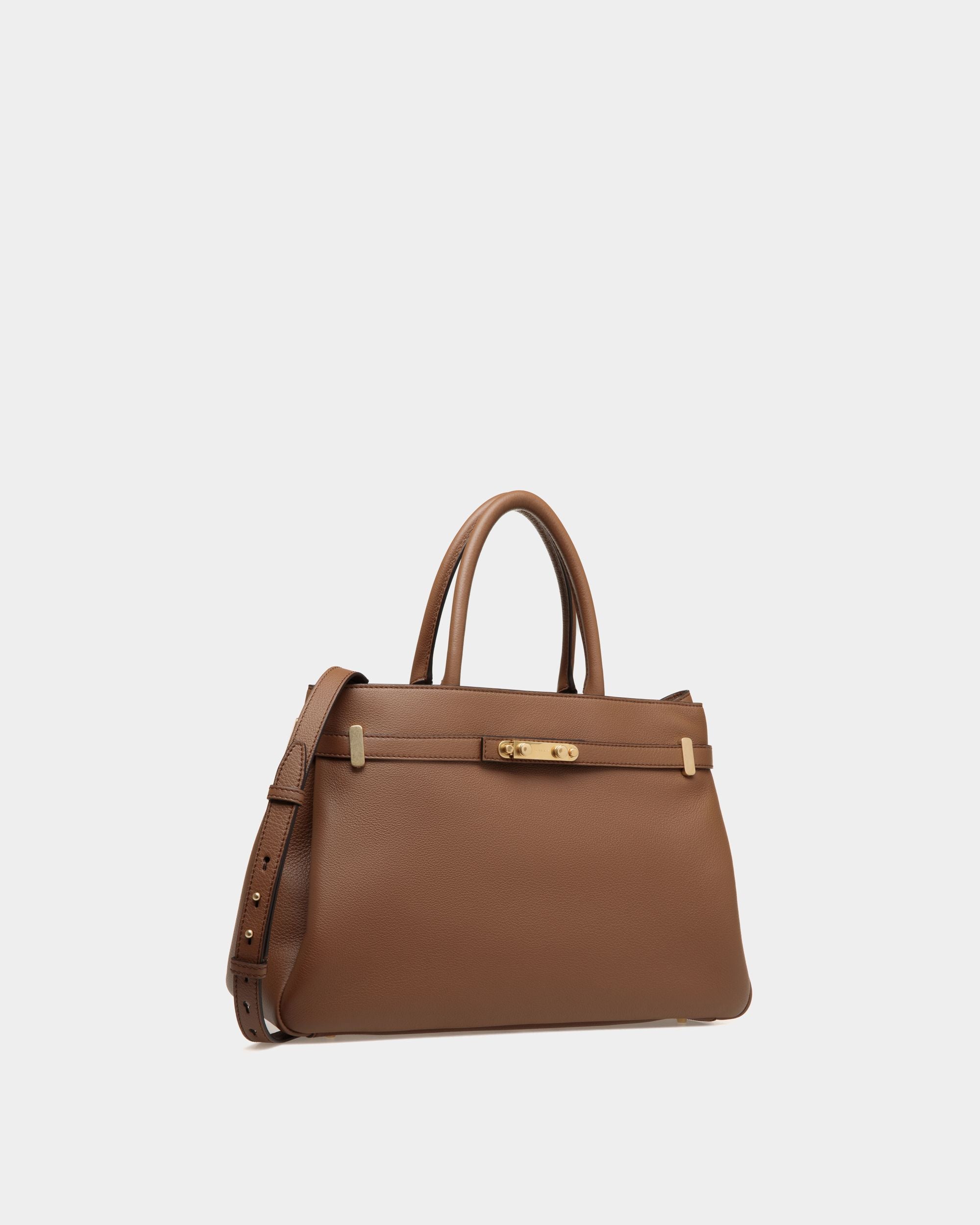 Carriage | Women's Tote Bag in Brown Leather | Bally | Still Life 3/4 Front