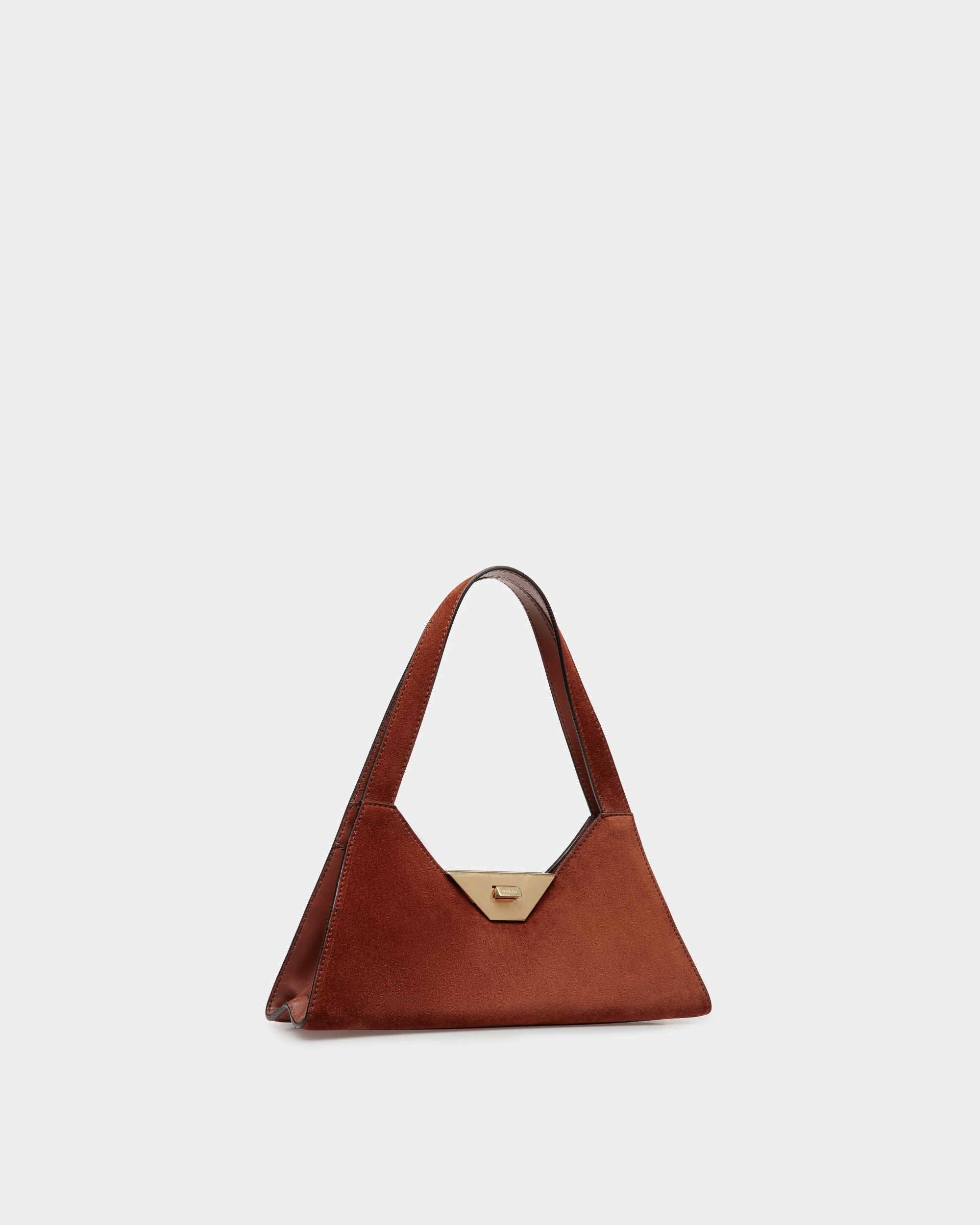 Trilliant Small Shoulder Bag | Women's Shoulder Bag | Brown Suede Leather | Bally | Still Life 3/4 Front