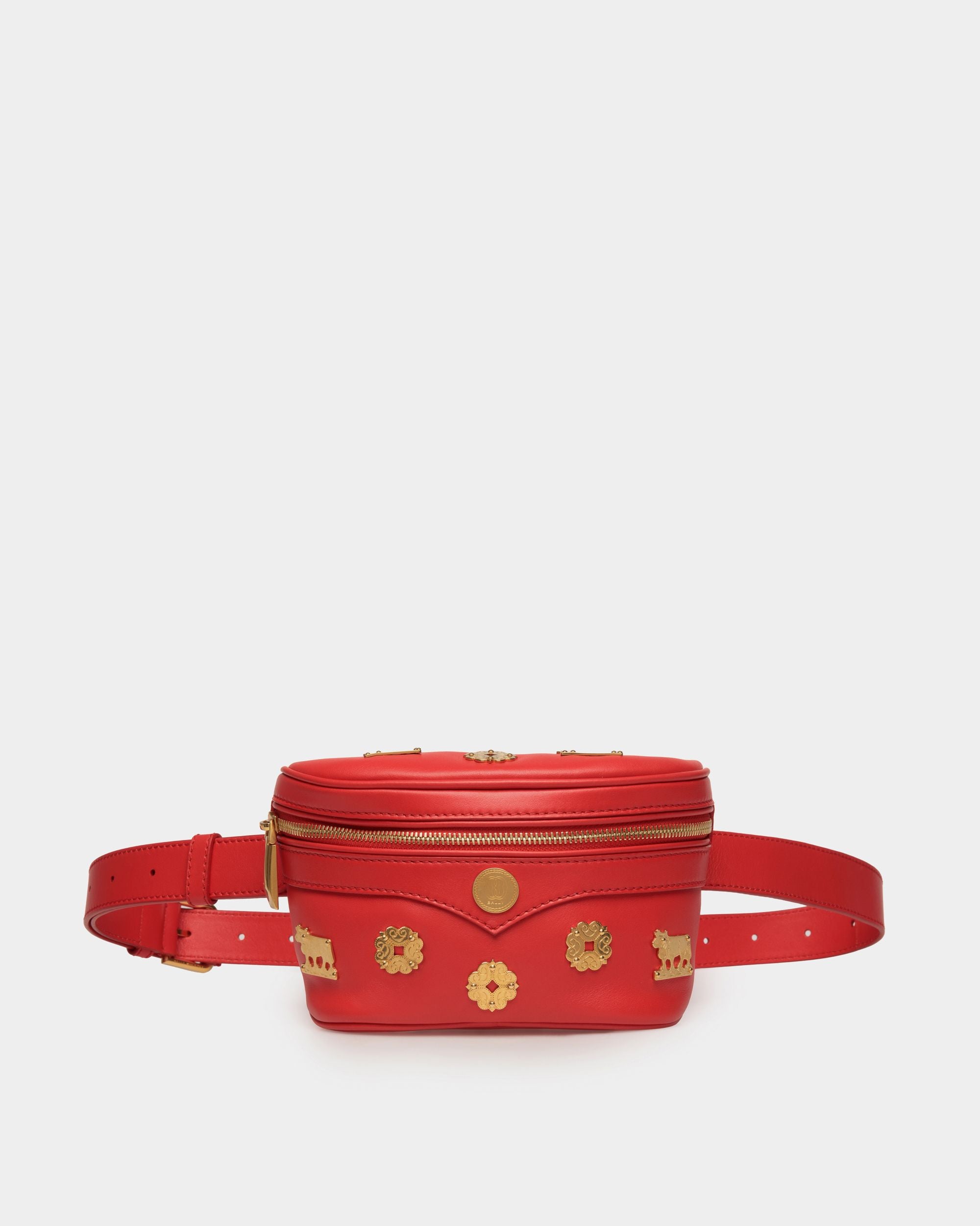 Moutain | Women's Belt Bag  in Red Leather | Bally | Still Life Front