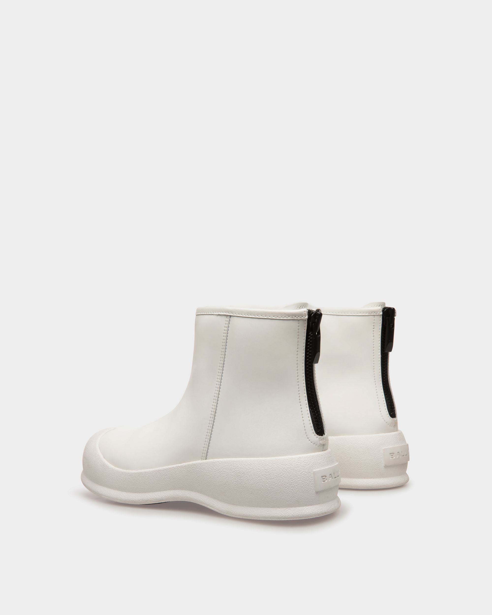 Carsey | Women's Booties | White Rubber-coated Leather | Bally | Still Life 3/4 Back