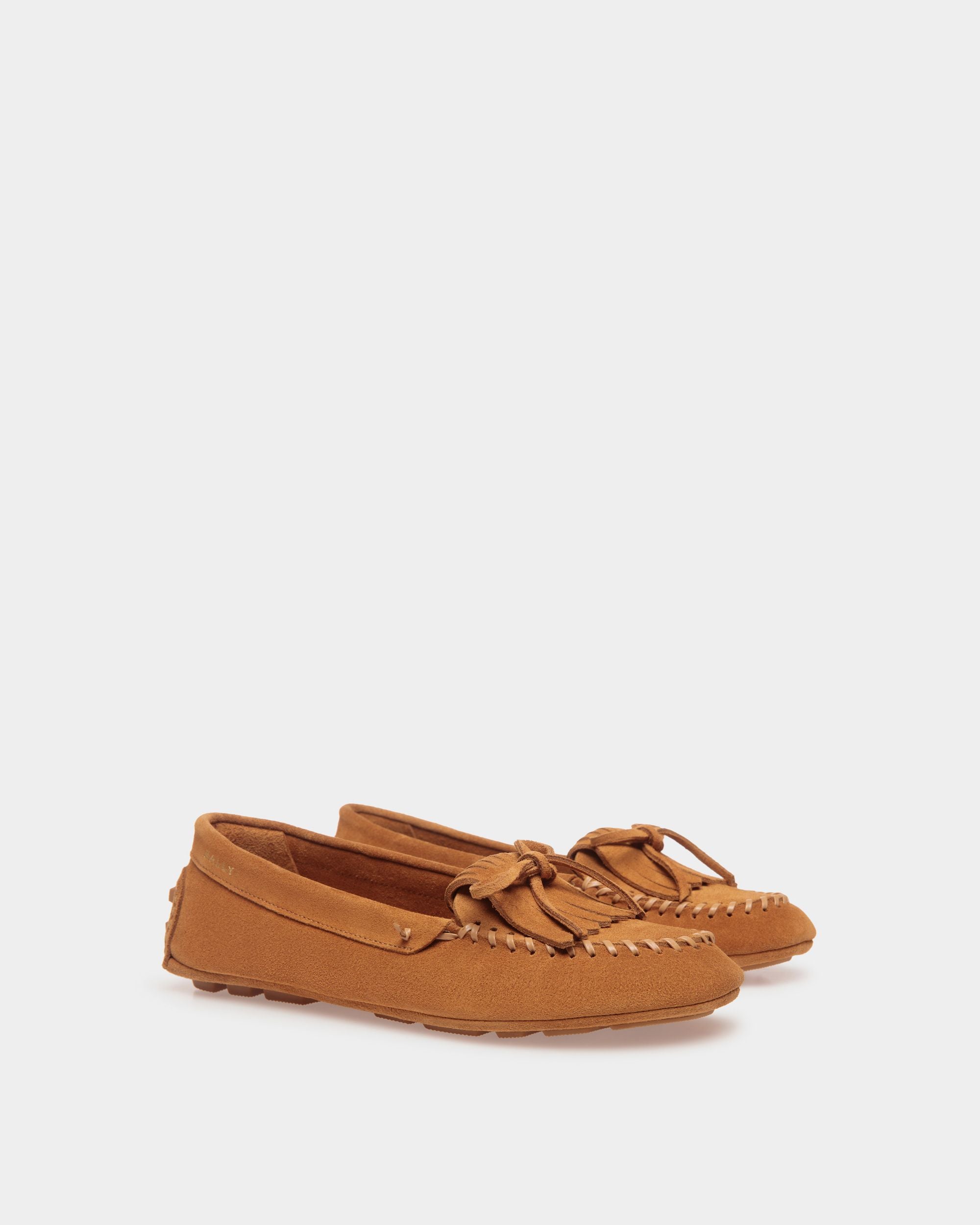 Kerbs | Women's Driver in Brown Suede | Bally | Still Life 3/4 Front