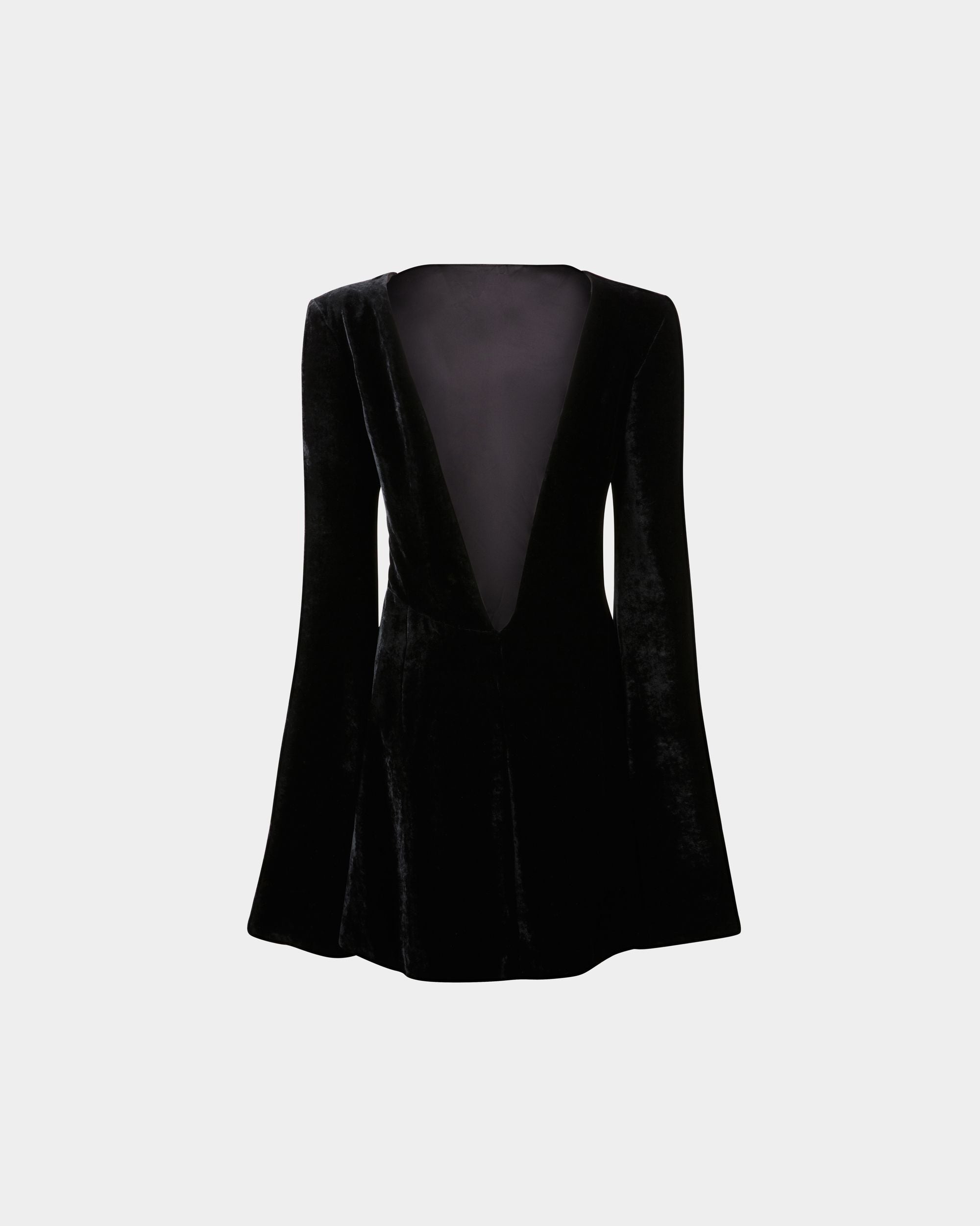 Women's Mini Dress in Black Velvet | Bally | Still Life Back
