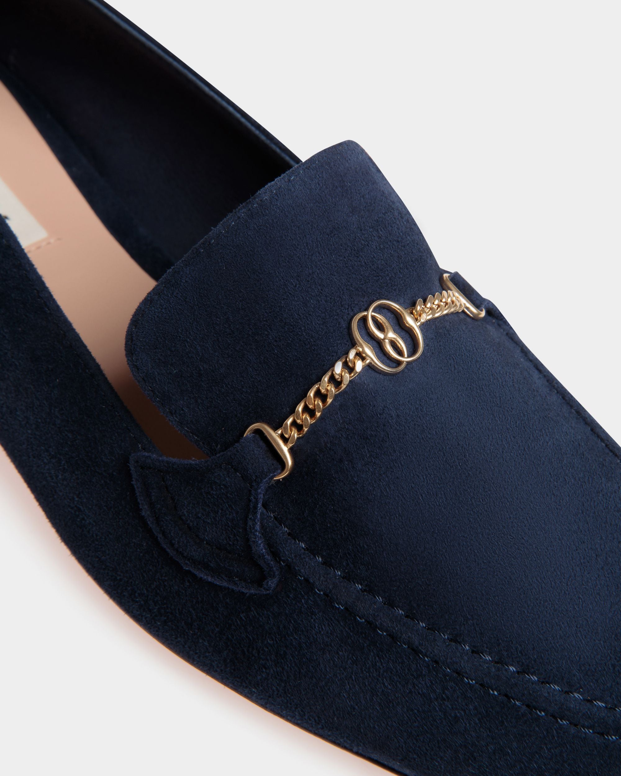 Daily Emblem | Women's Loafer in Blue Suede | Bally | Still Life Detail