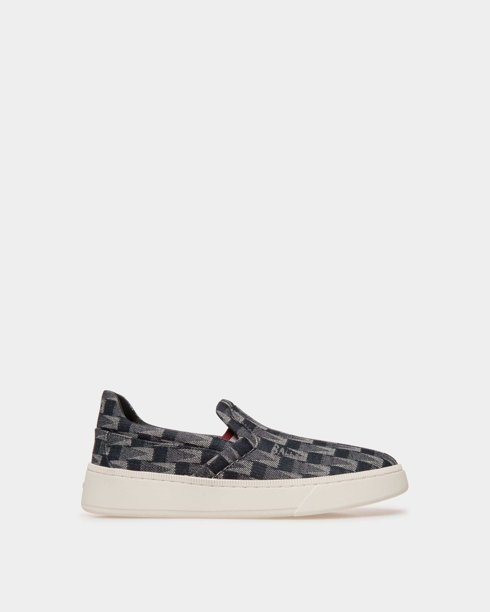 Raise | Women's Slip-on Sneaker in Blue Denim | Bally | Still Life Side