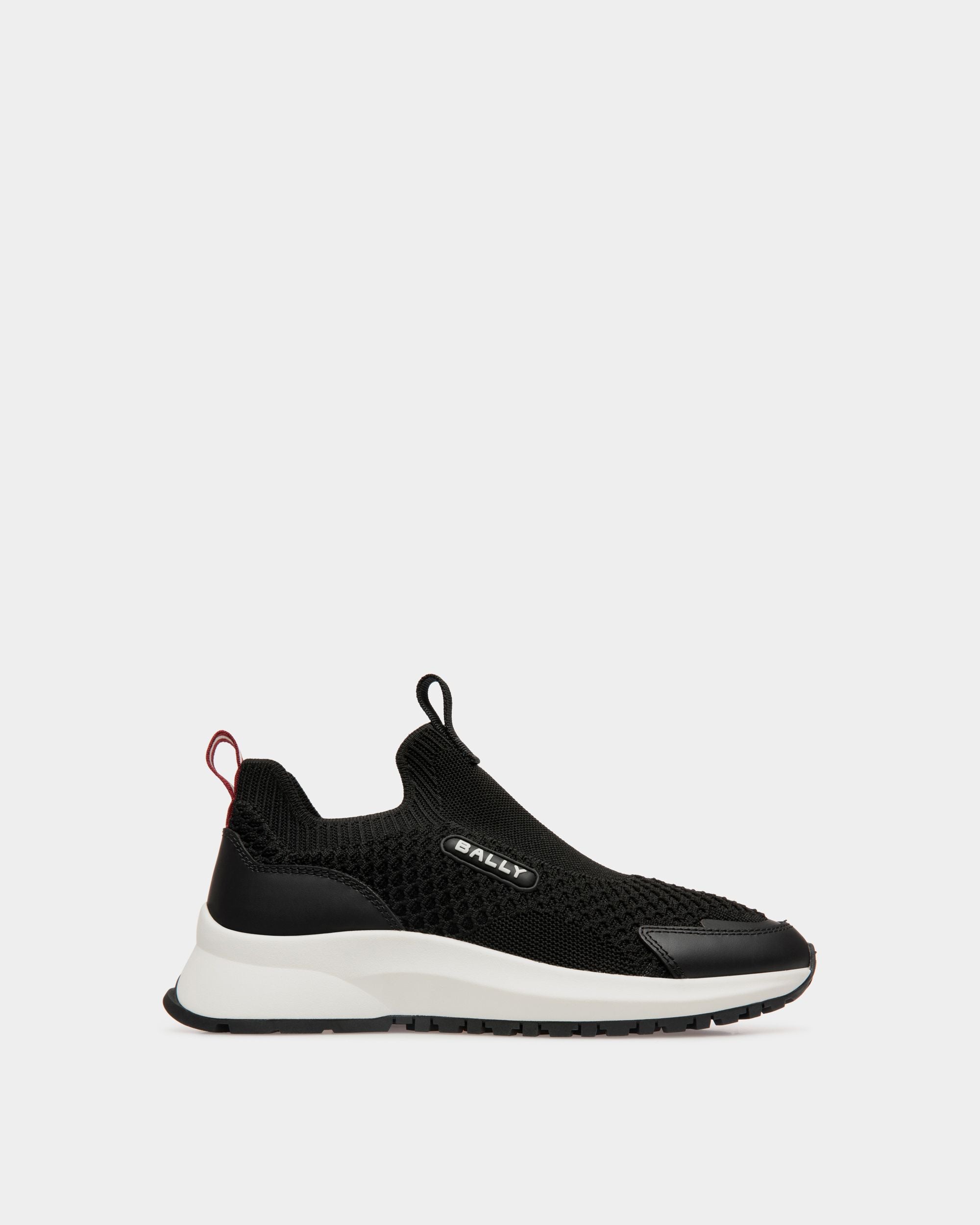 Outline | Women's Sneaker in Black Knit | Bally | Still Life Side