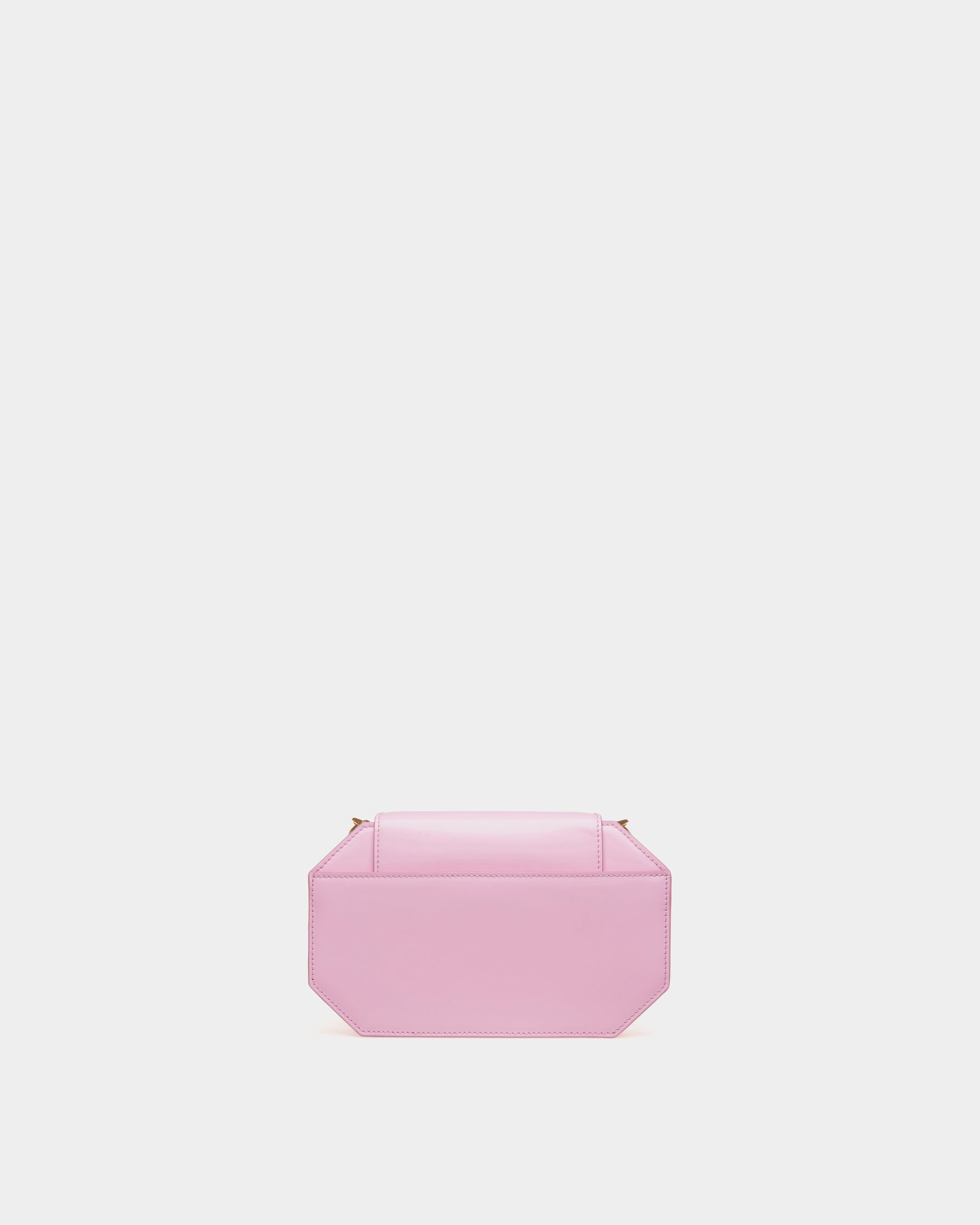 Emblem | Women's Mini Bag in Pink Brushed Leather | Bally | Still Life Back