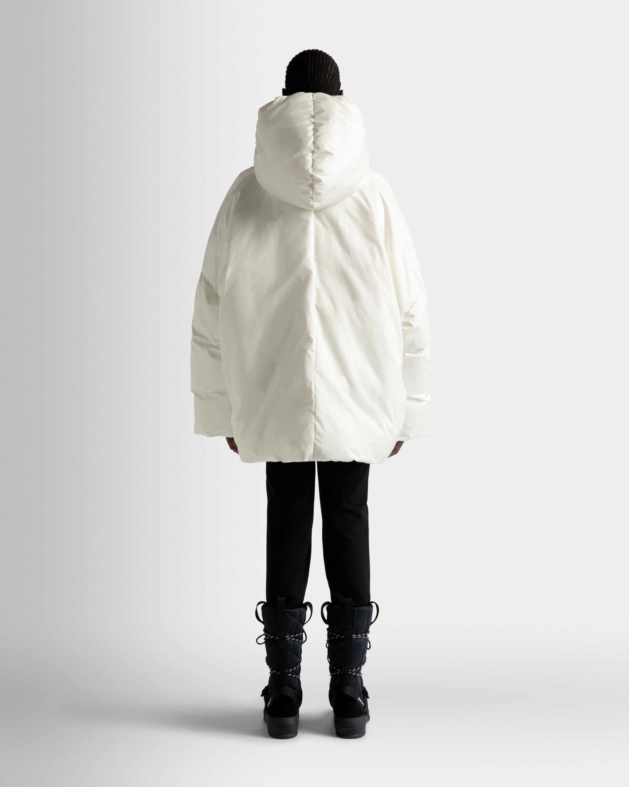 Women's Puffer Jacket in White Nylon | Bally | On Model Back