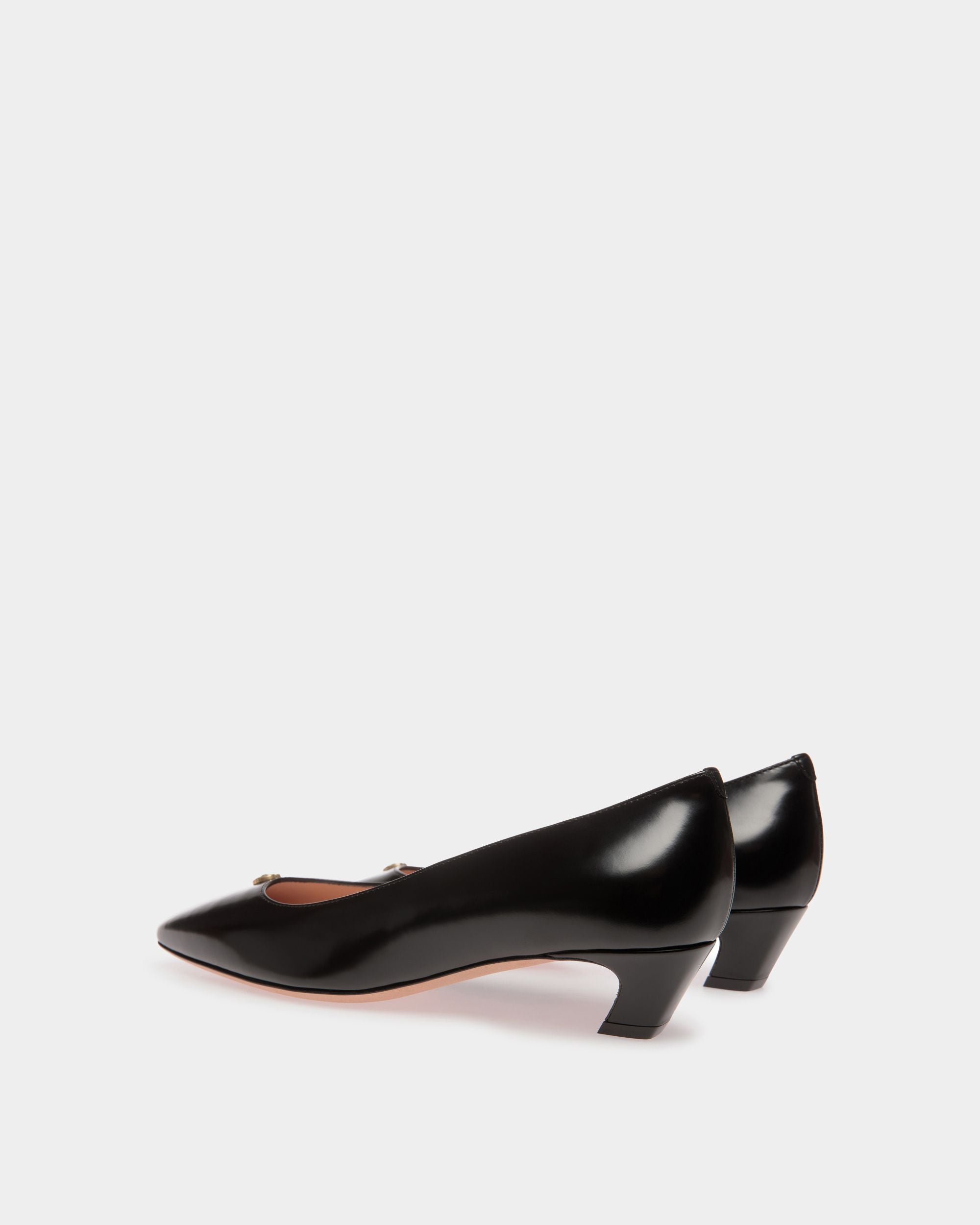 Sylt | Women's Pump in Black Leather | Bally | Still Life 3/4 Back