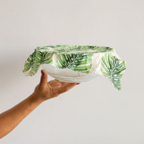 bees wax food wrap in monstera leaf pattern