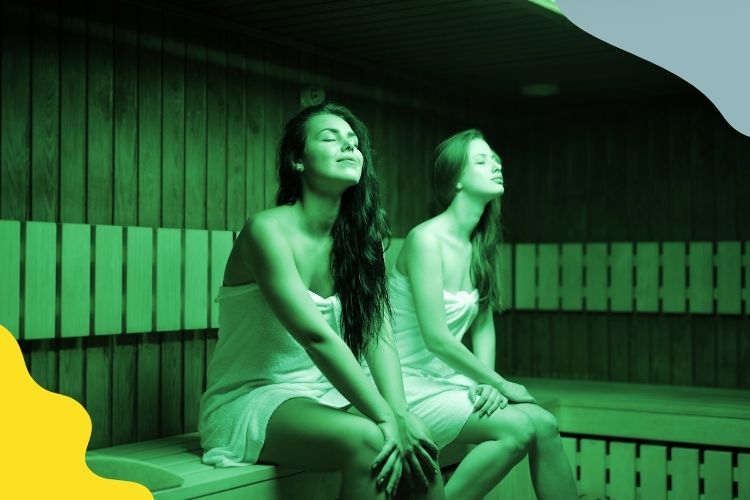 2 Women enjoying a sauna