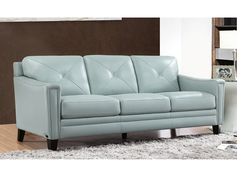 atmore blue leather sofa