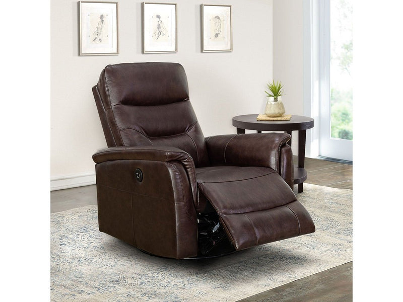 abbyson rochester leather power swivel glider recliner