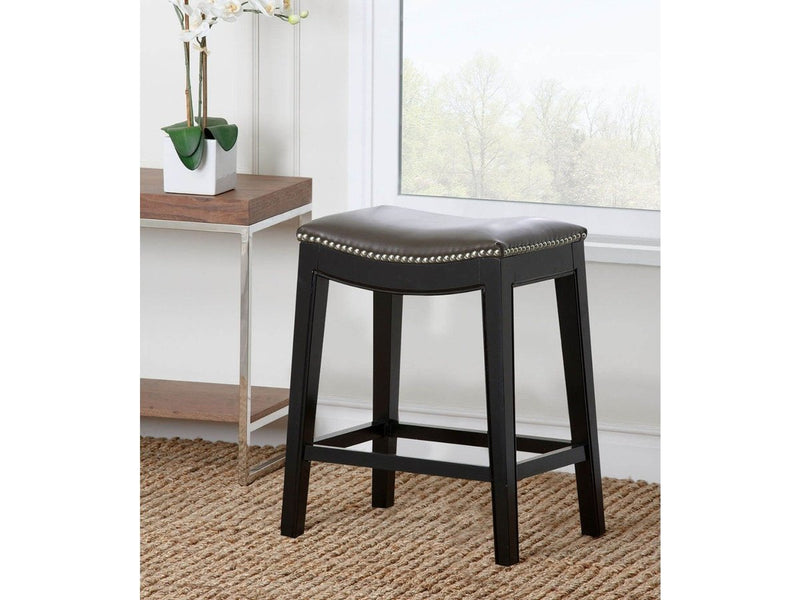 abbyson rivoli grey leather nailhead trim counter stool