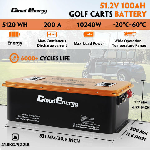 48V 100AH LiFePO4 Golf Cart Battery Specifications