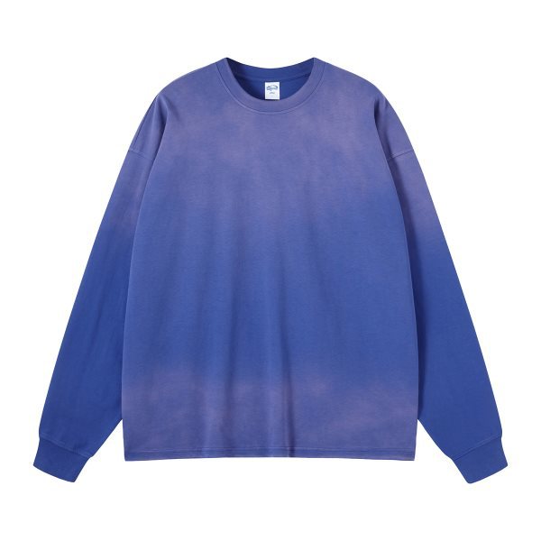 Men's street retro washed gradient oversize cotton long-sleeved T-shirt - COSYHUM product image