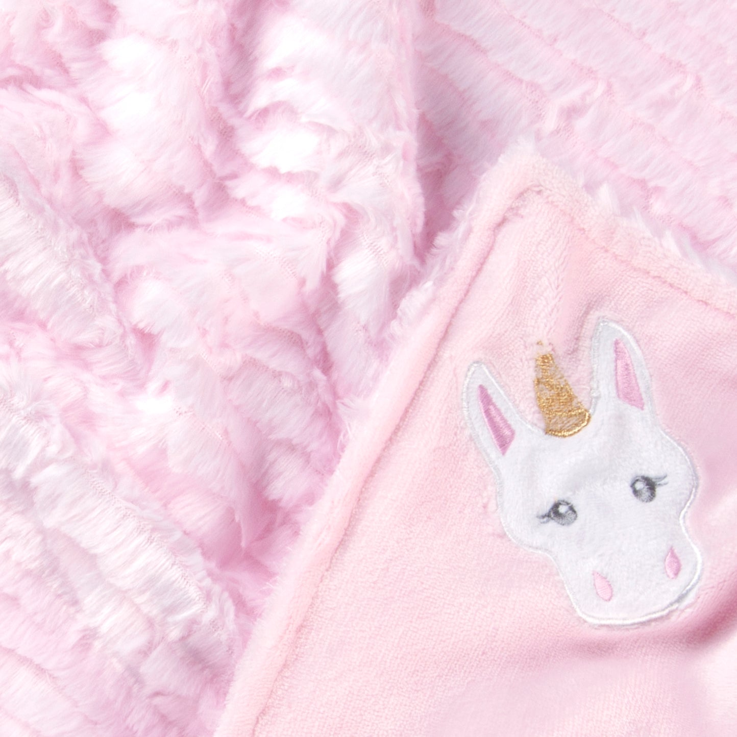 Tadpoles Unicorn Embroidered Ruffle Faux Fur Baby Blanket