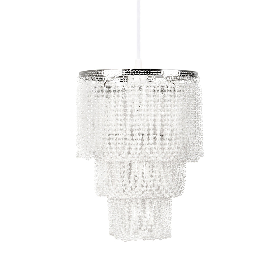 Pearlized Beaded Triple Layer Pendant Light Shade Tadpoles