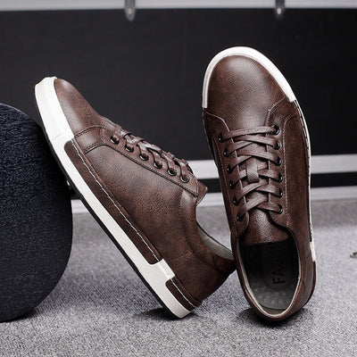 Aviv Mens Leather Casual Shoes