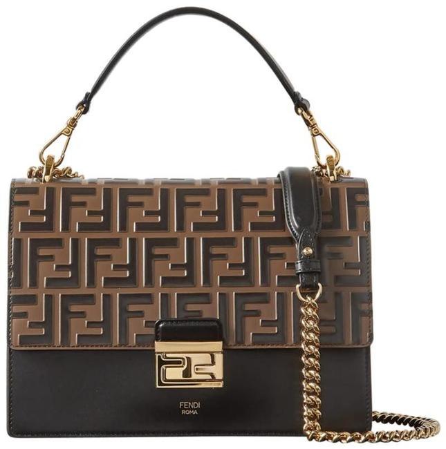 fendi kan i leather shoulder bag