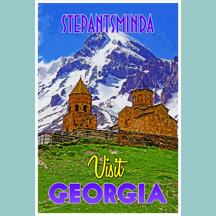 Stepantsminda Georgia Travel Poster