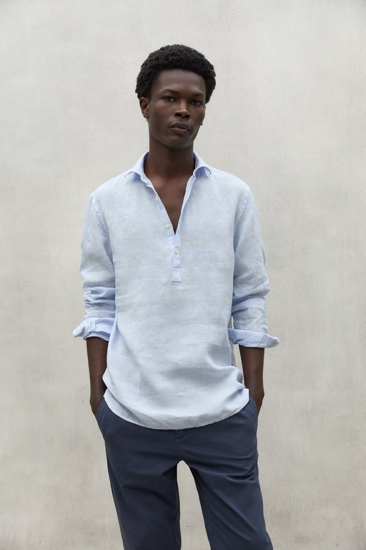 BLUE POLINO  STRIPED LINEN SHIRT