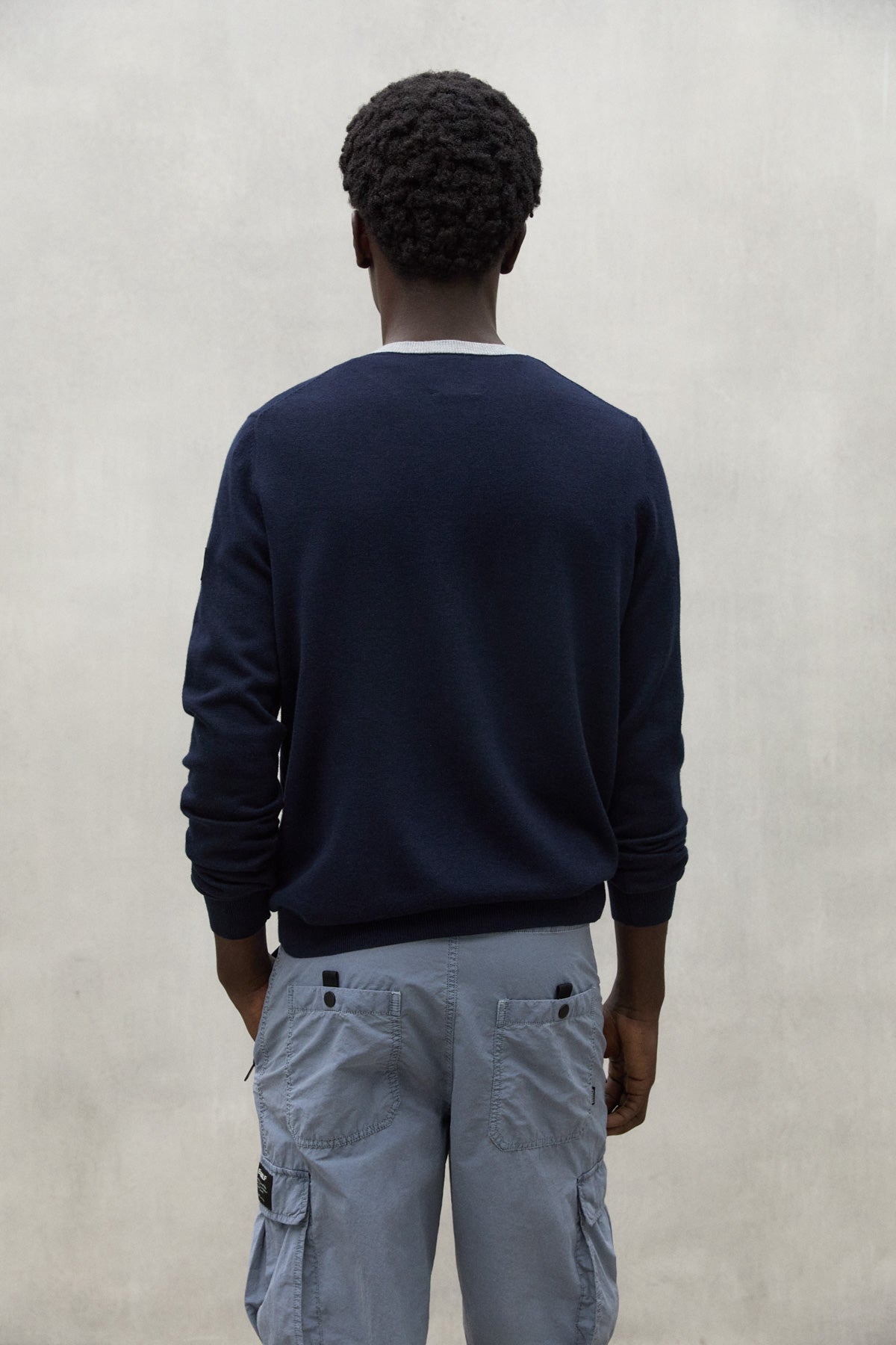 PULLOVER IN MAGLIA BLOCNE BLU MARINO