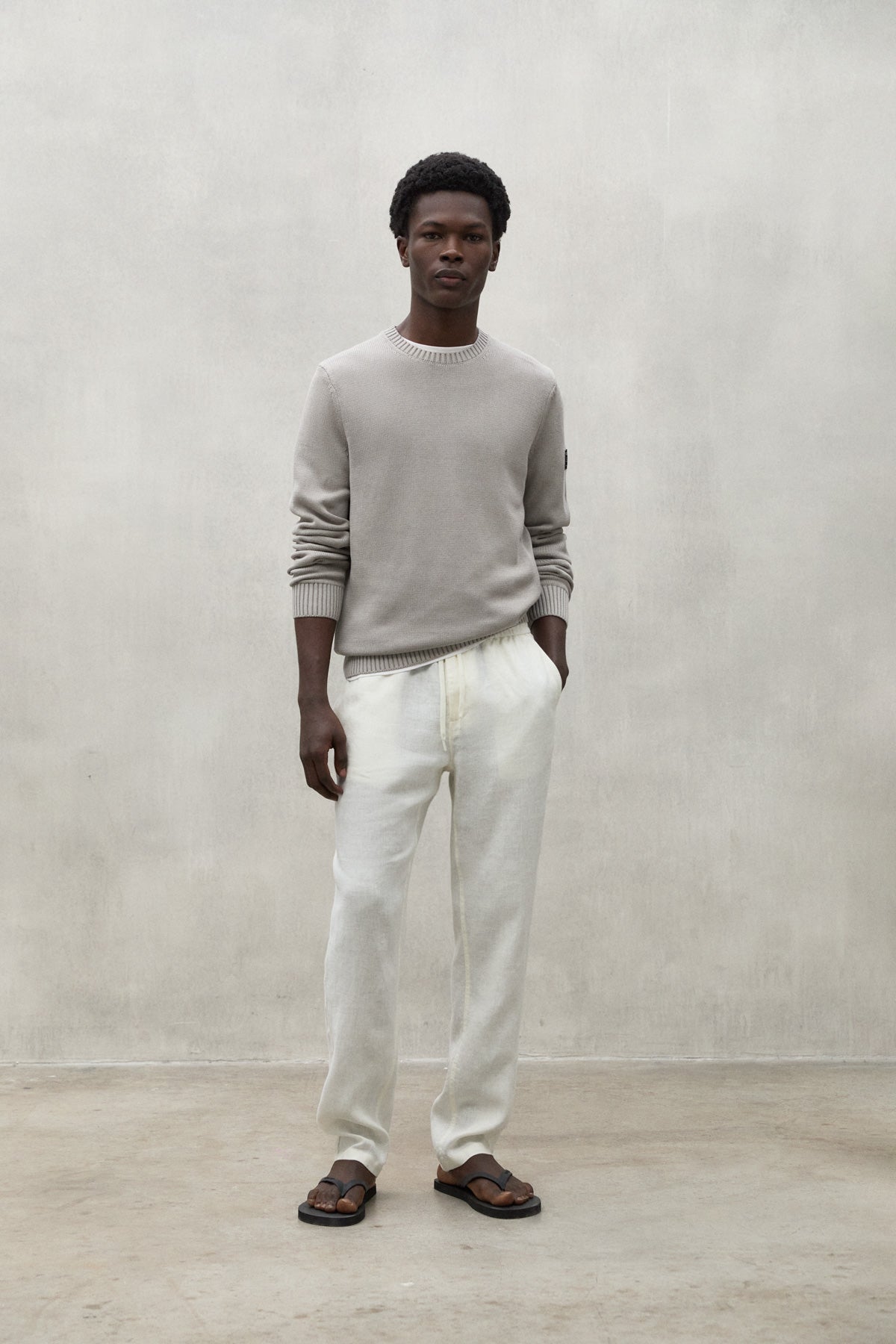 WHITE ETHICA LINEN TROUSERS