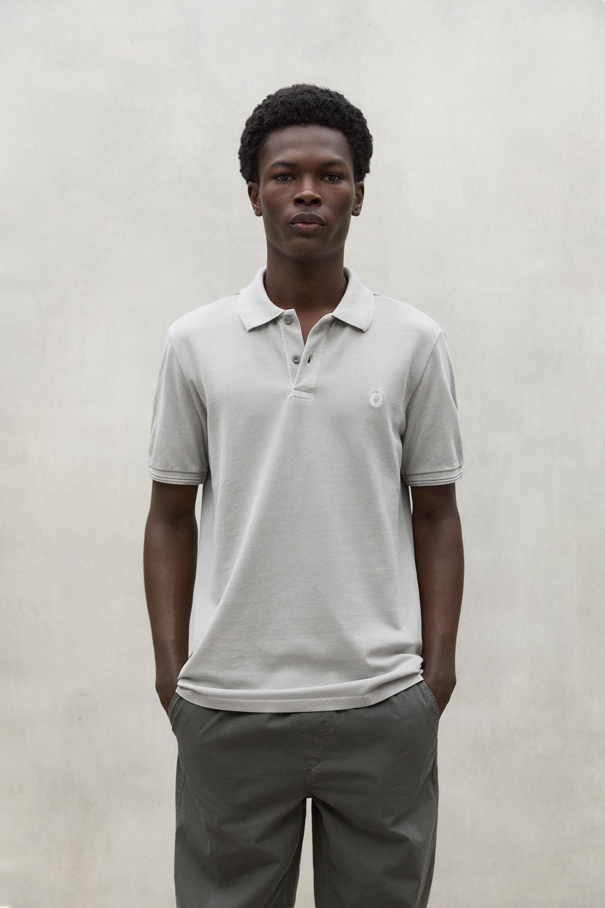 LIGHT GREY TANO PIQUE POLO SHIRT