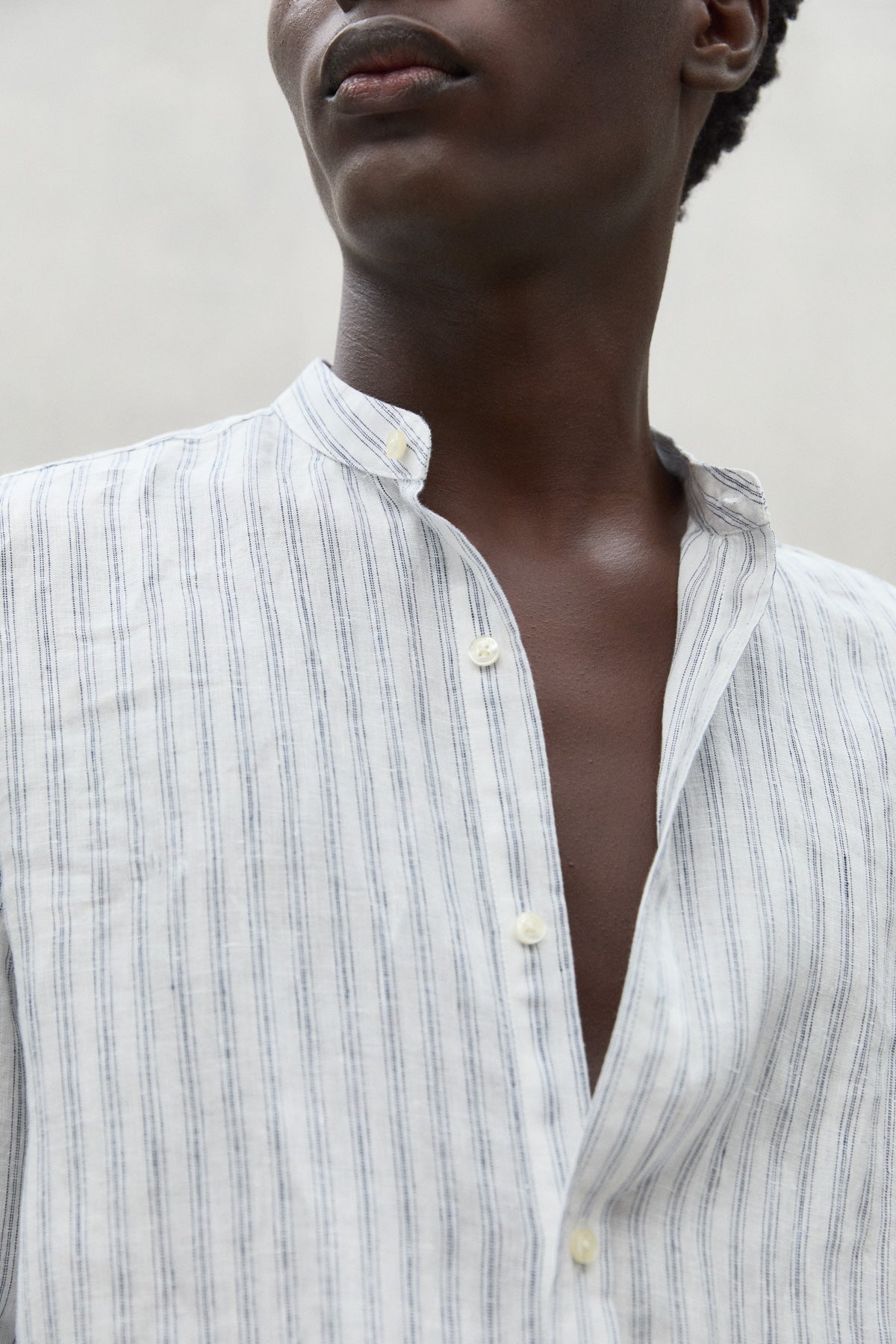 CAMICIA DI LINO A RIGHE DAVID BIANCA